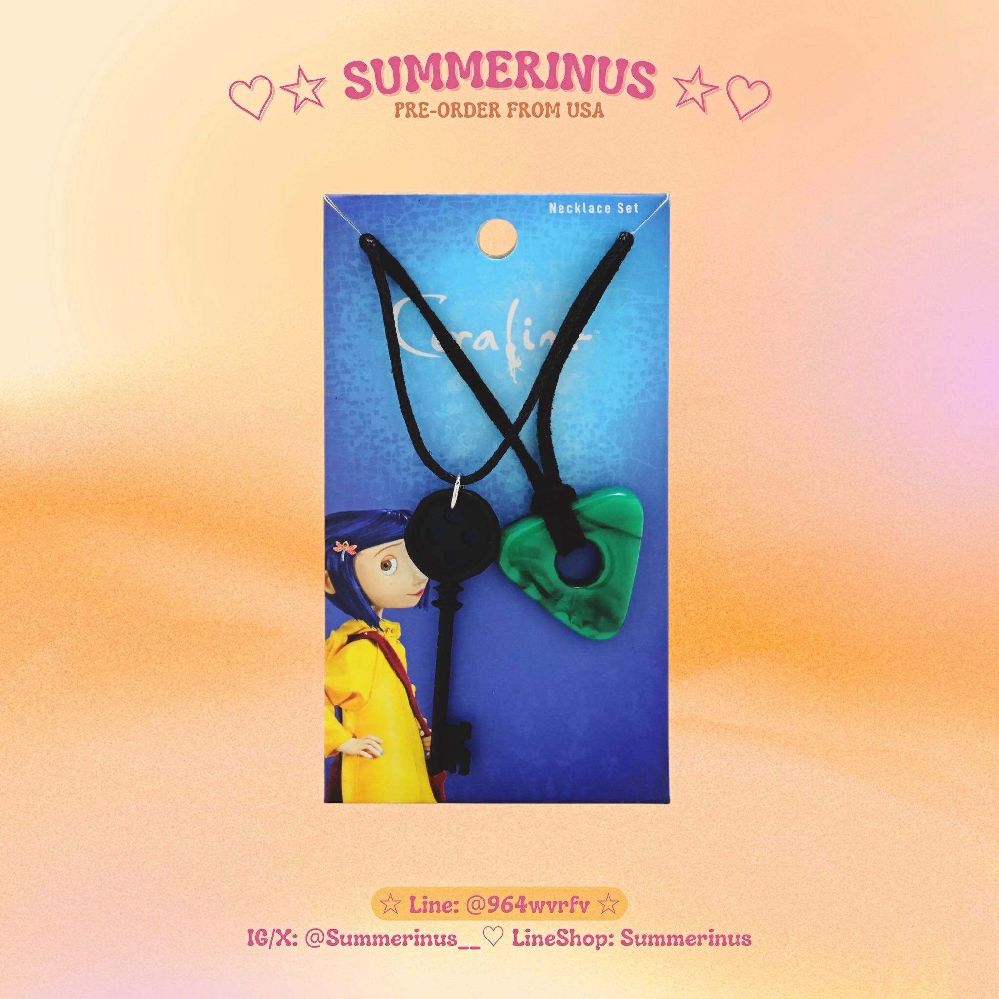 Coraline 🐈‍⬛ Key & Seeing Stone Necklace Set