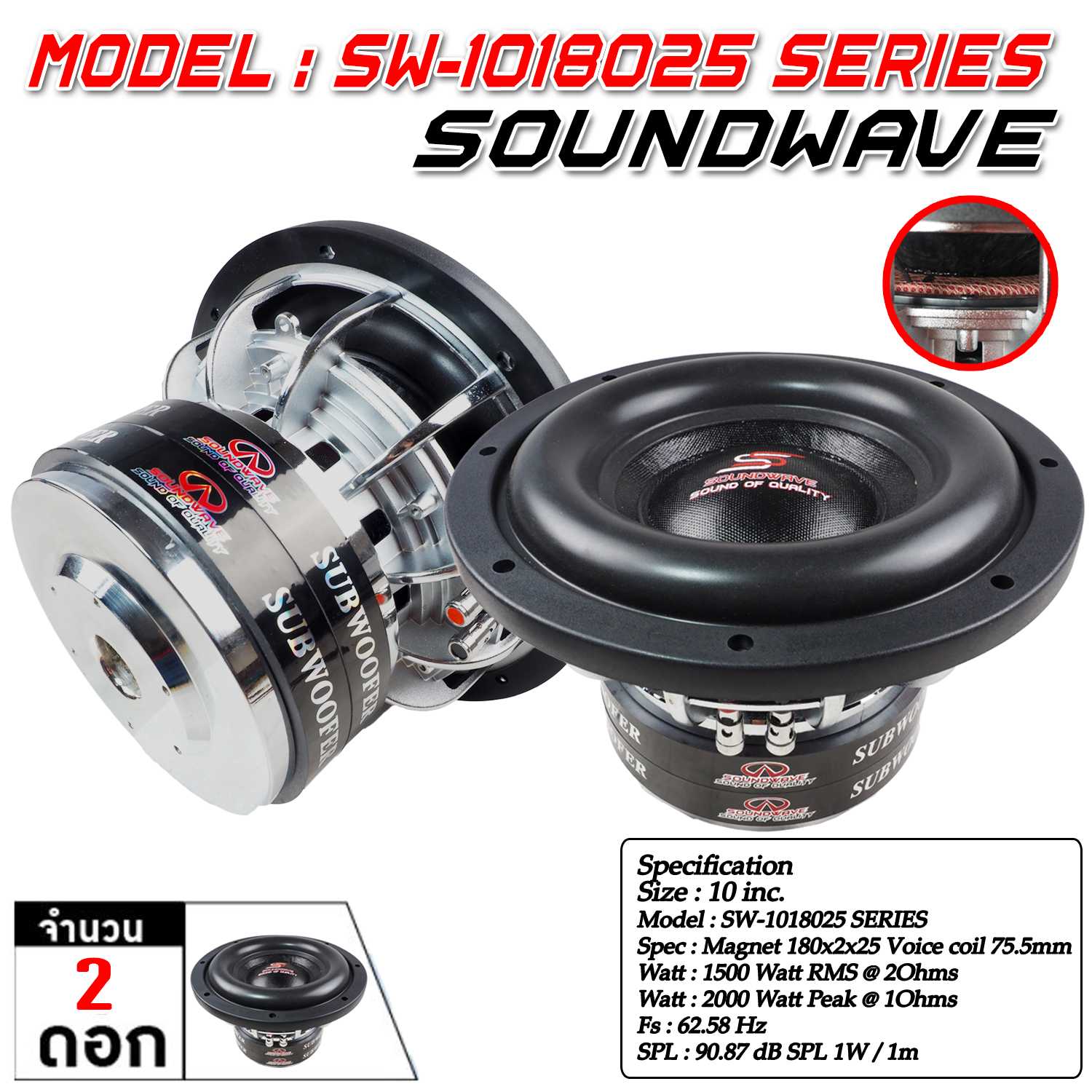 ดอกซับ 10นิ้ว SW-1018025SERIES SOUNDWAVE