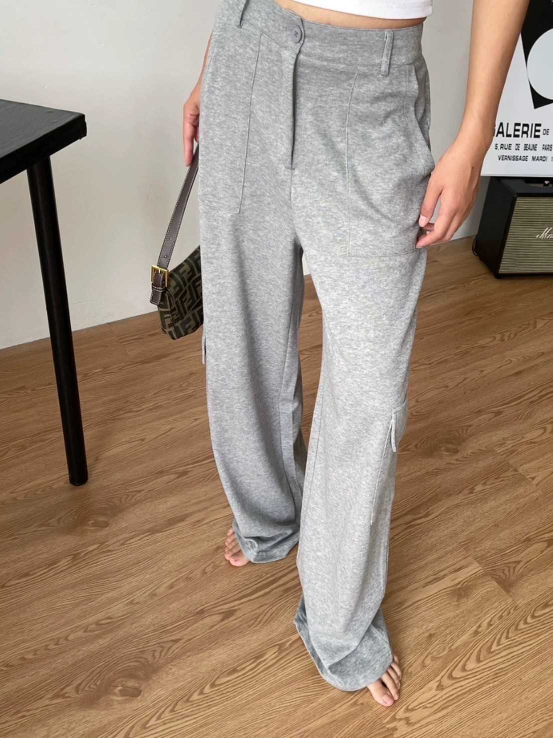 ( SALE ) STRAIGHT CARGO PANTS / สีเทา