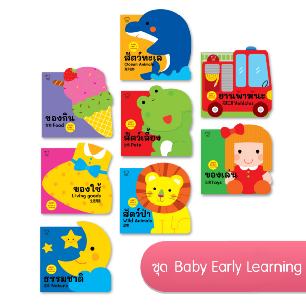 บอร์ดบุ๊ค 3 ภาษา ไทย-จีน-อังกฤษ ชุด Baby Early Learning 8 เล่ม ราคา 634.-(ปกติ 792.-)