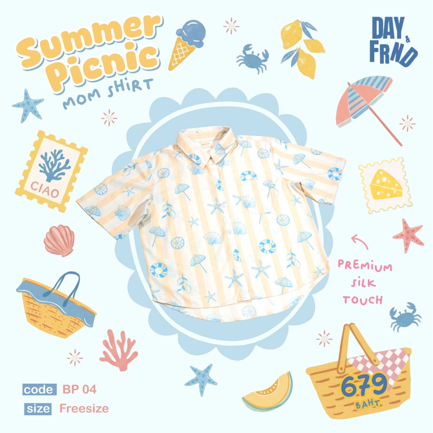 (พร้อมส่ง) Summer Picnic Mom Shirt BP04