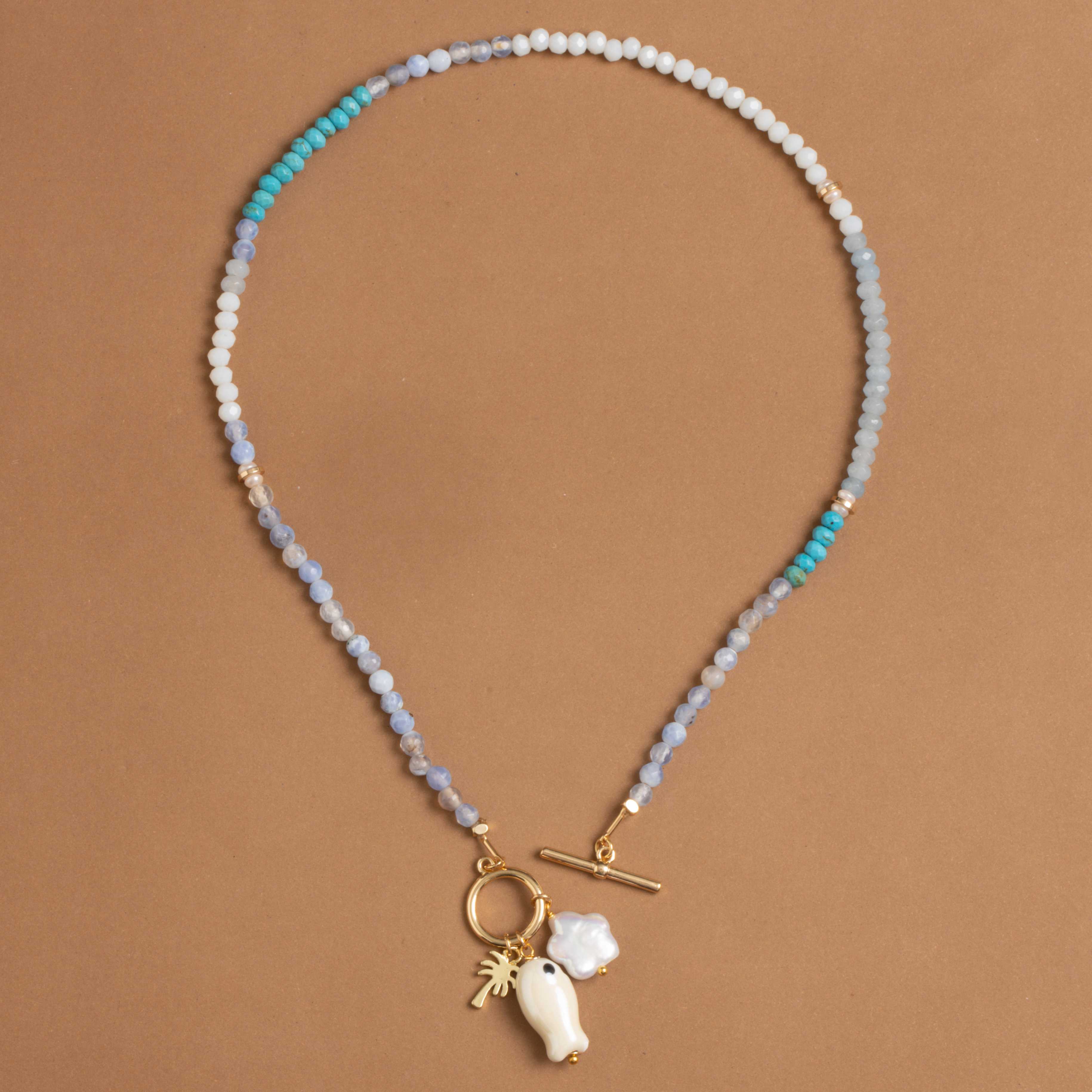 SKY BLUE PEARL BEADED NECKLACE