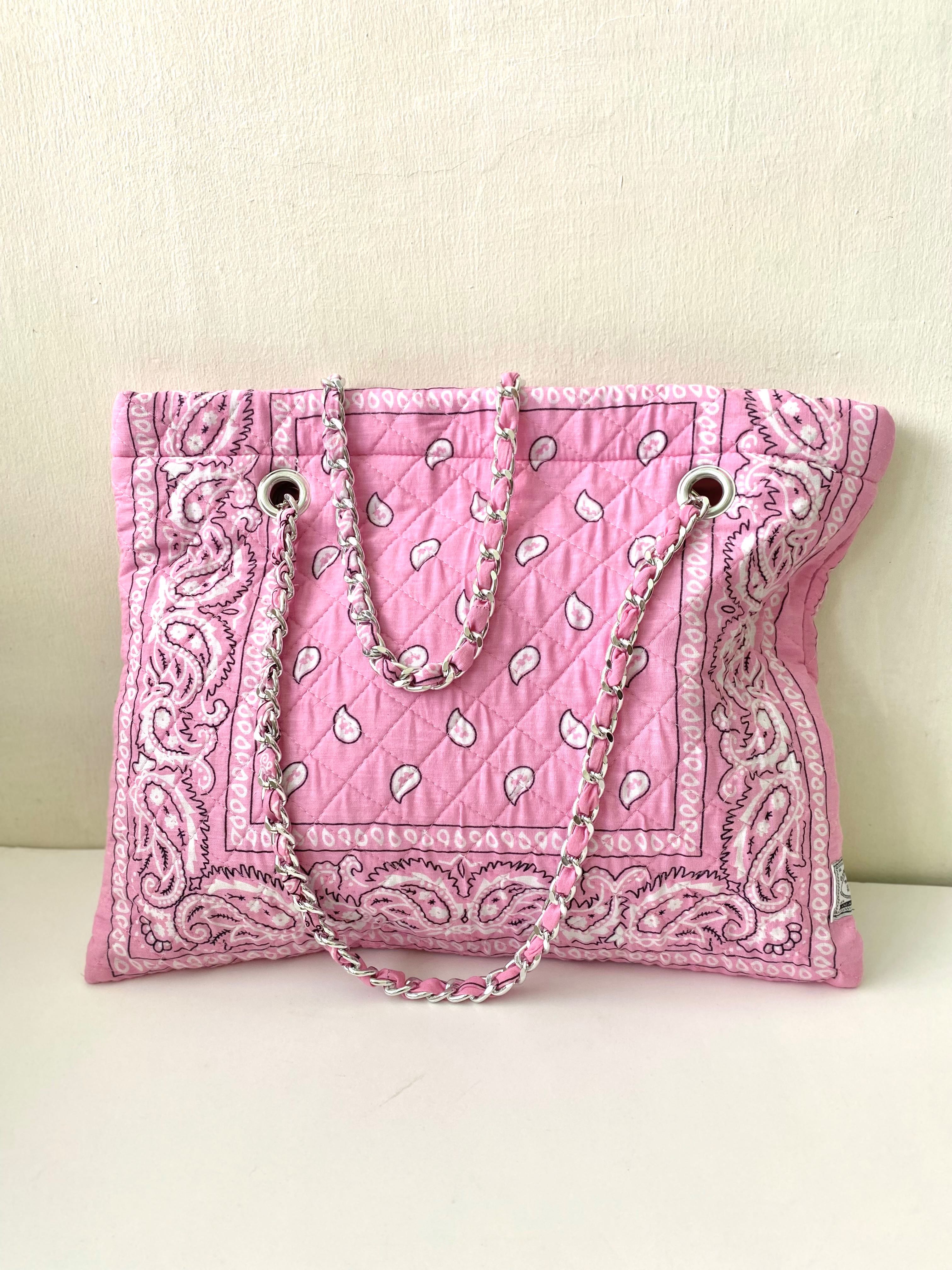 Flat pale pink bandana bag no 3
