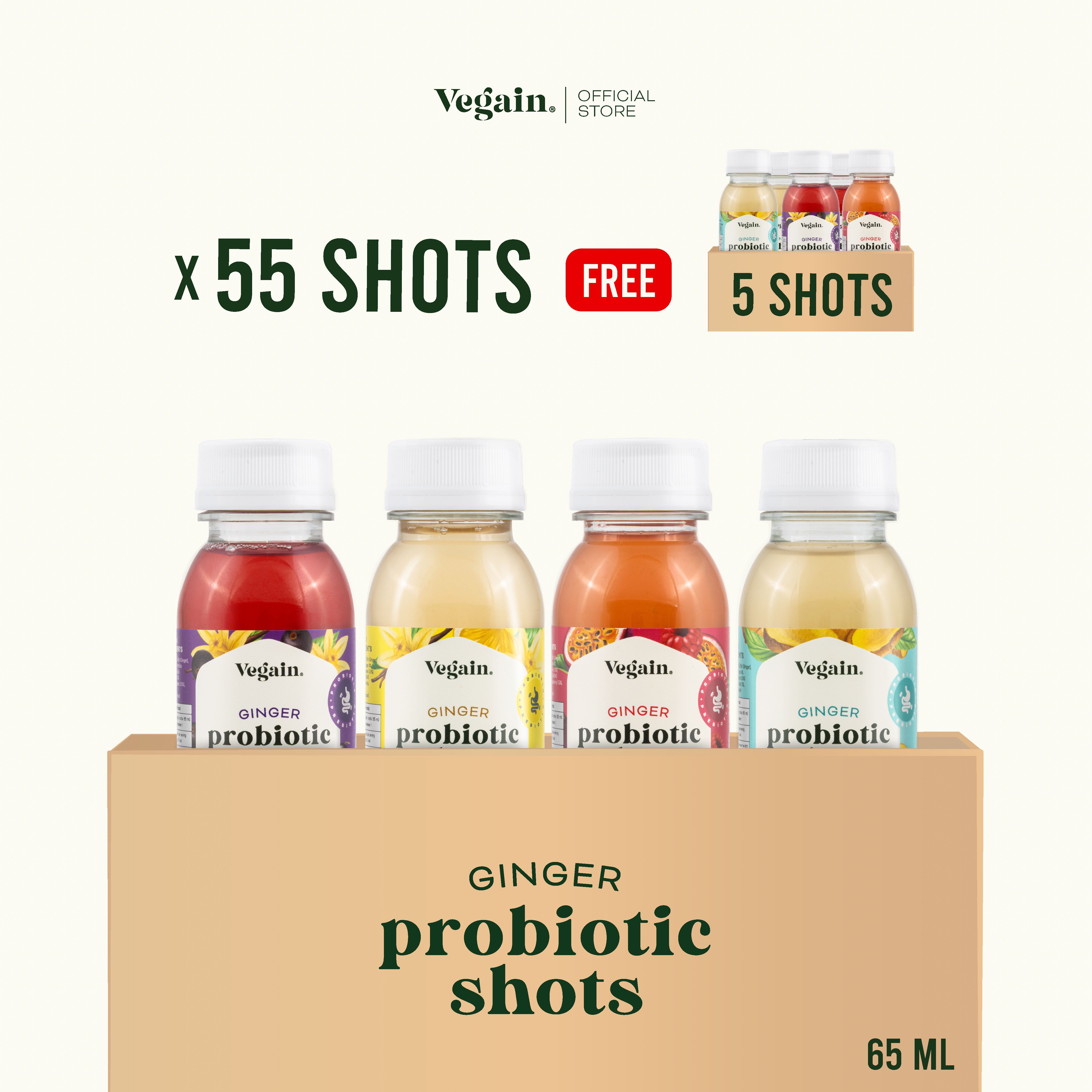 [65ML./ขวด] ขิงหมัก Ginger Probiotic Shot แพ็ค 55 ช็อต Free 5 ช็อต