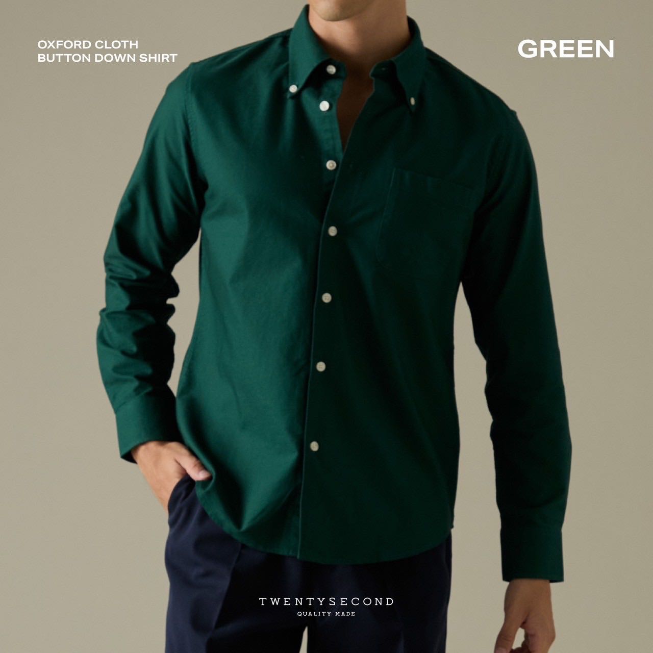 OXFORD OCBD BTD SHIRT - GREEN 
