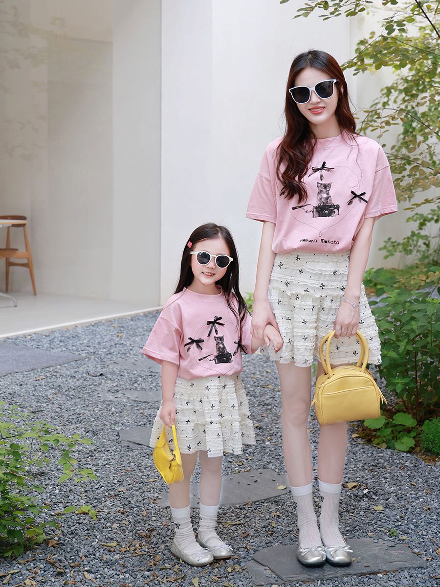 Pre order 12-18วัน ชุดคู่แม่-ลูก เสื้อพร้อมกระโปรง(โบว์)