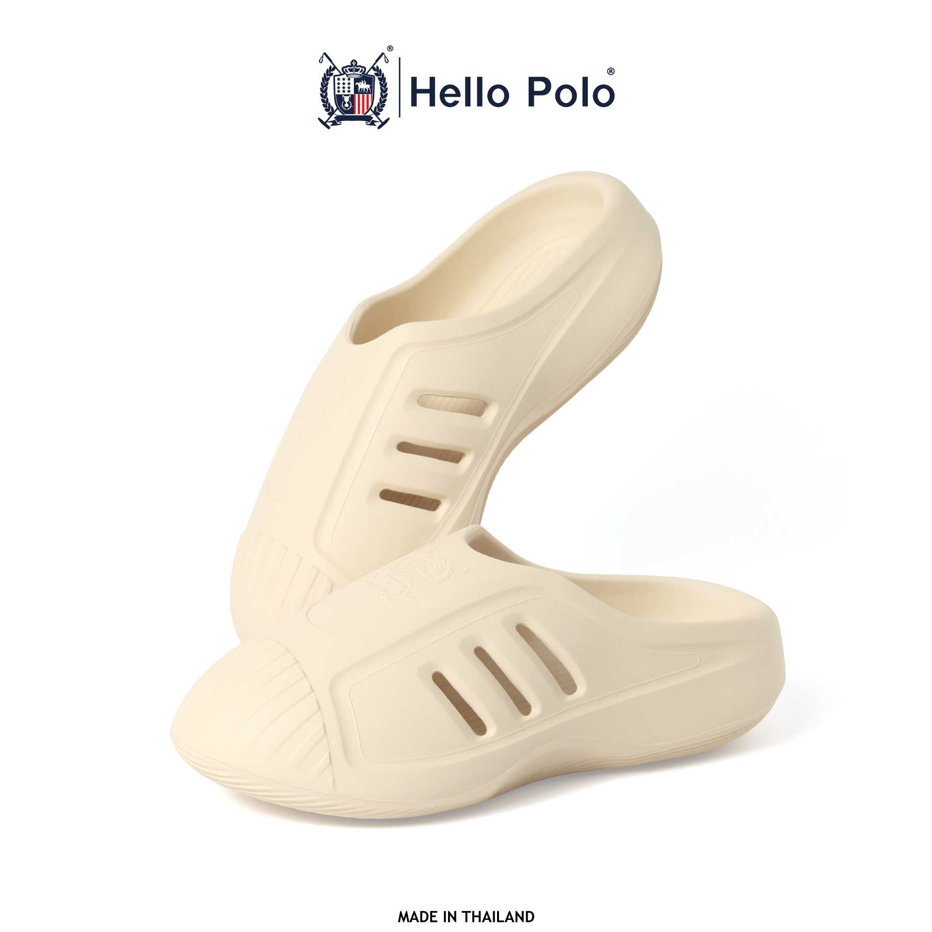 Hello Polo รุ่น HP8043 รองเท้าเปิดส้น ดีไซน์หัวจรวด รองเท้าแฟชั่น มีรูระบายอากาศ Size 36-45