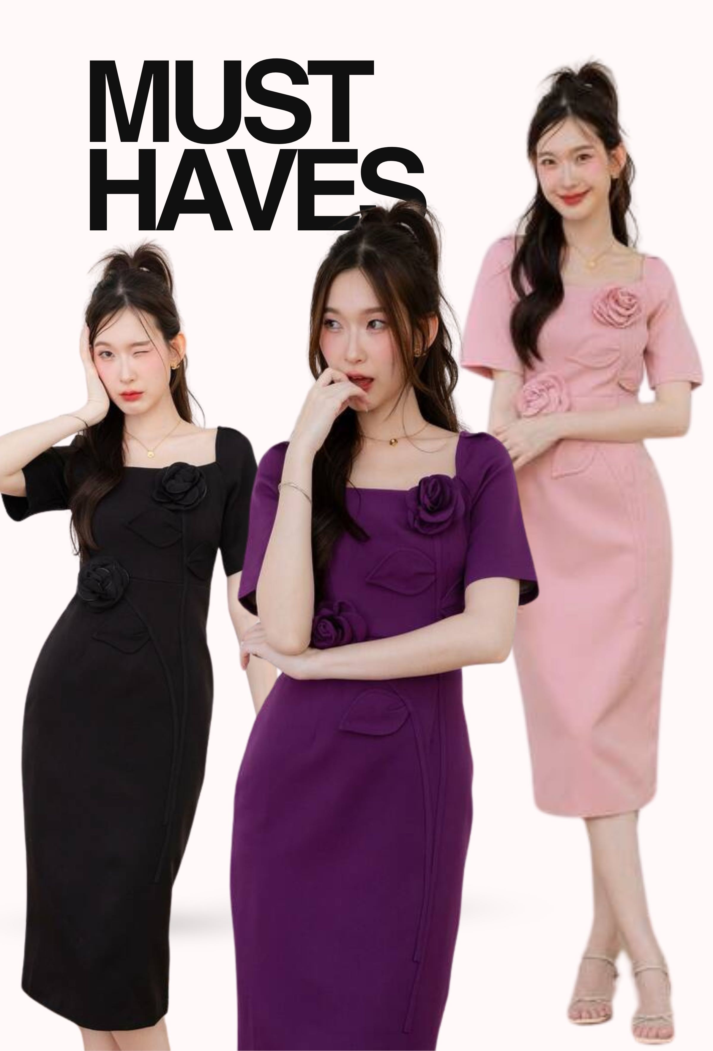 S-XL เดรสเรียบหรู LMSMB3551