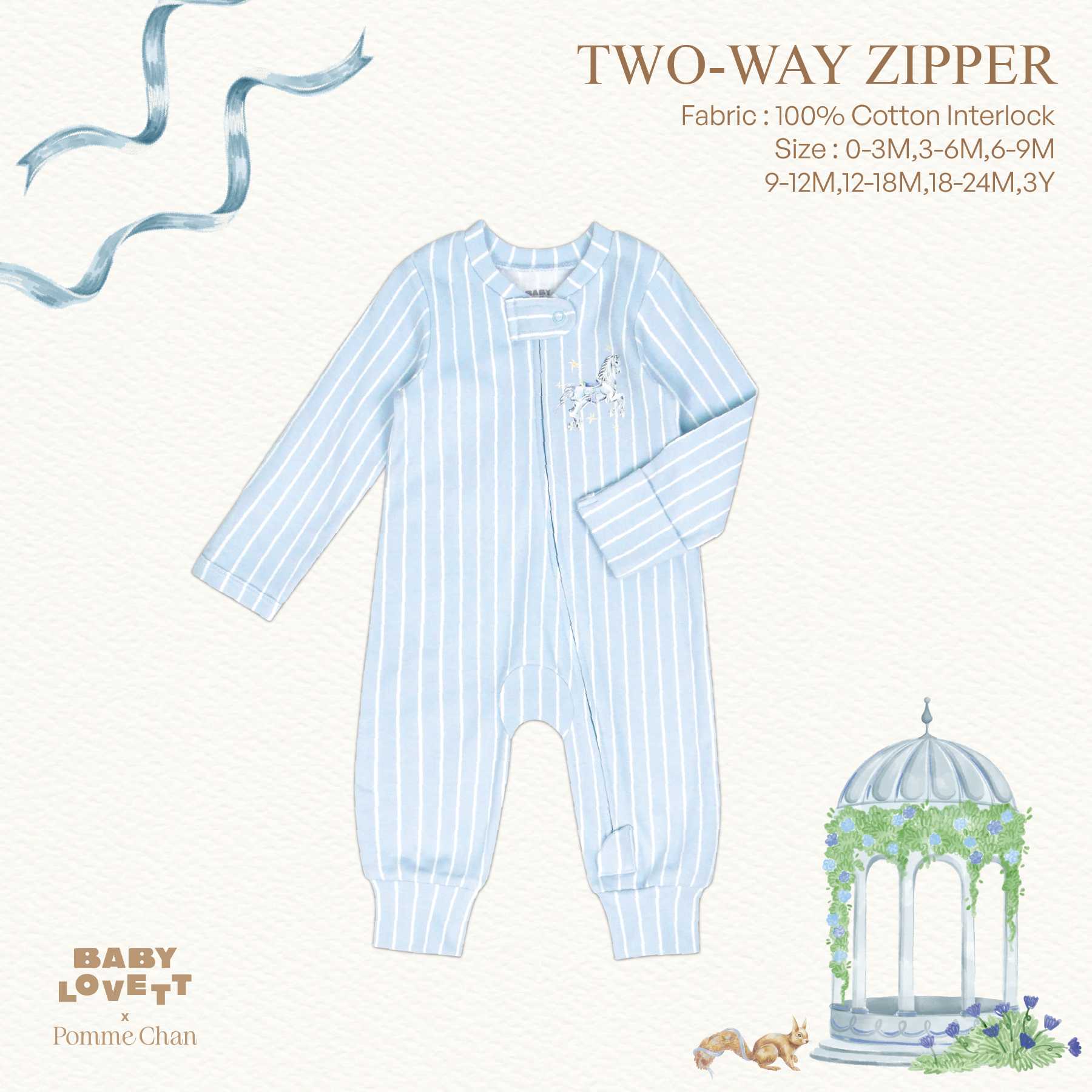 [Babylovett] 30 Babylovett x Pomme Chan - Two-Way Zipper ชุดนอนเปิดเท้า