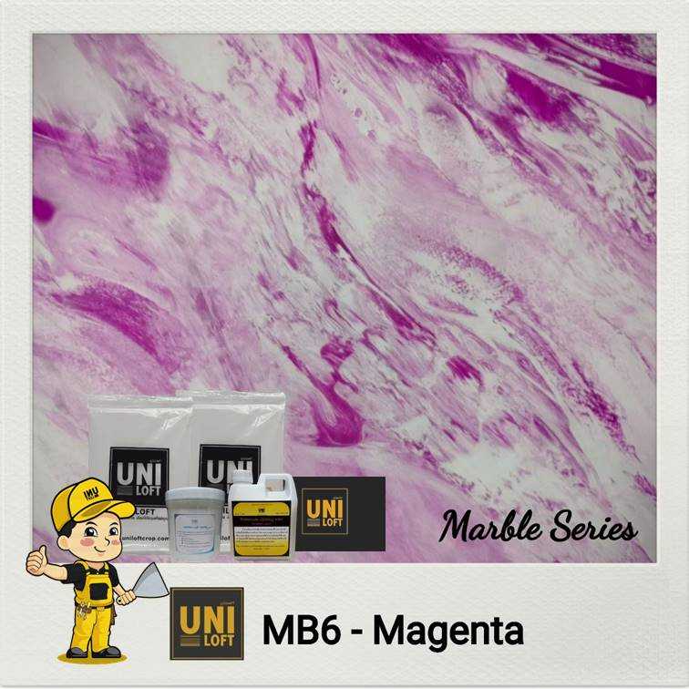 ปูน​ลาย​หินอ่อน​ MB6-Maganta​ 5kg.+เคลือบ​เงา​สูตร​น้ำ