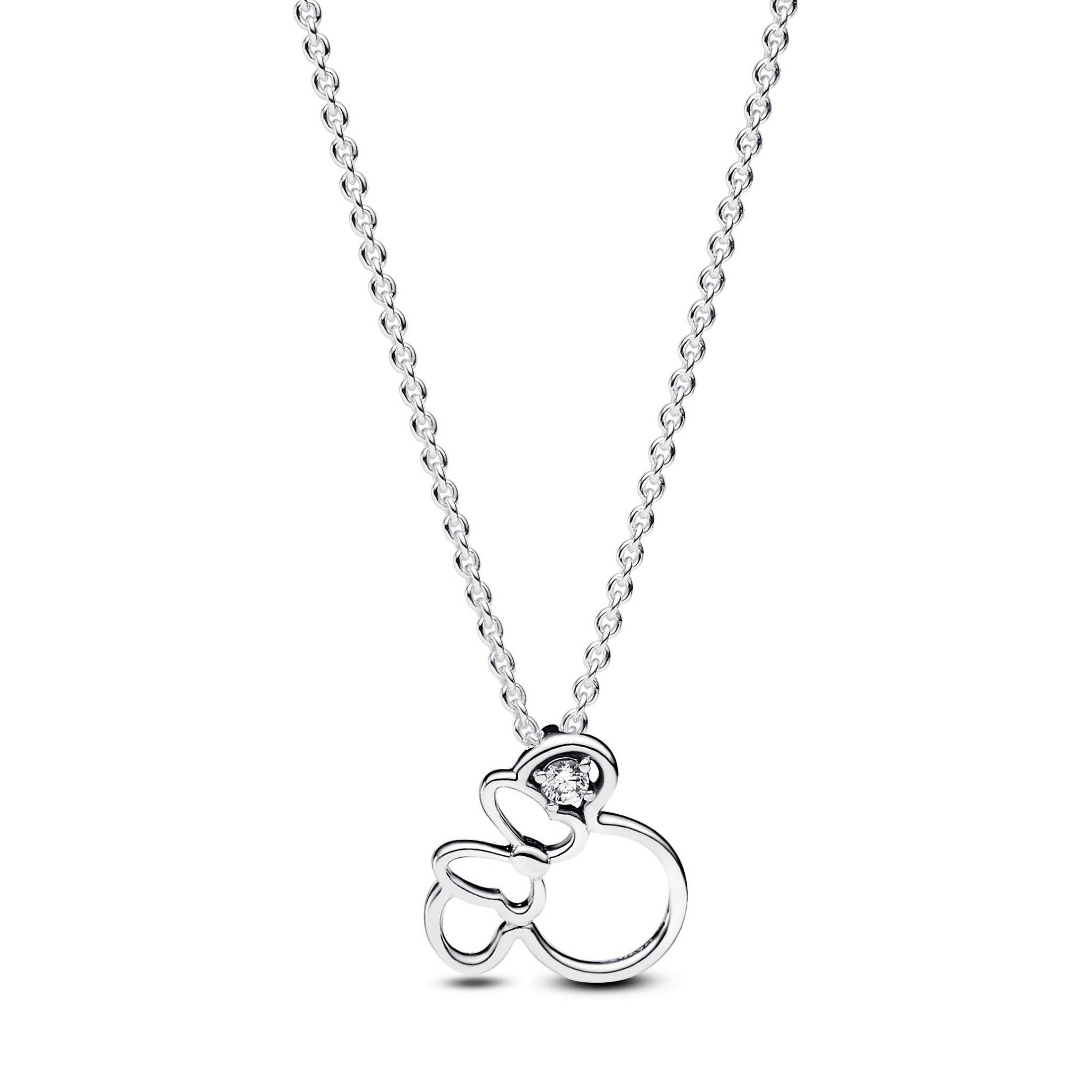 Disney Mickey Mouse sterling silver pendant necklace with clear cubic zirconia