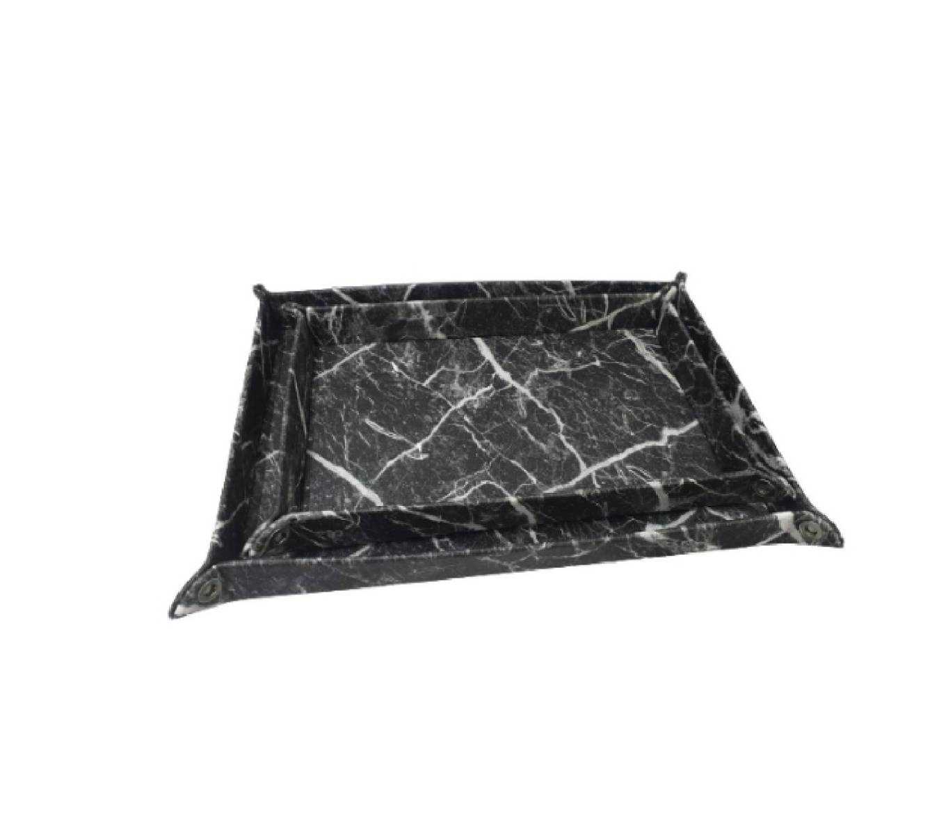 Tray, Marble Pattern PU, Black, M