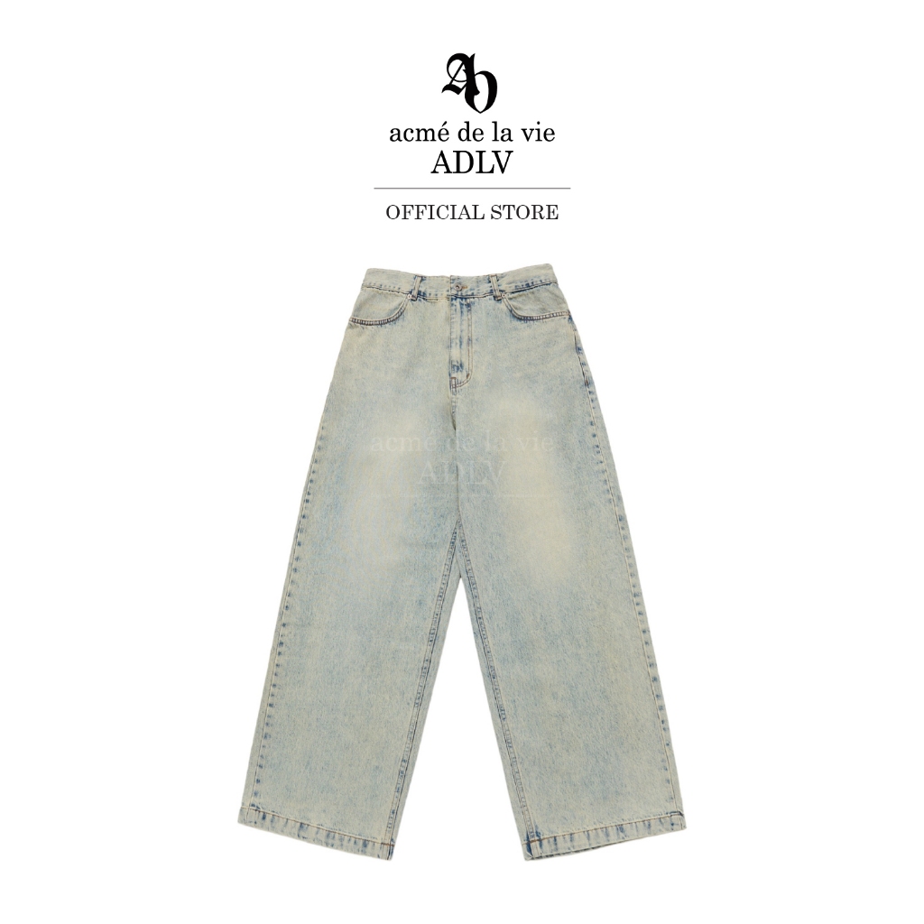ADLV [acme de la vie] กางเกงยีนส์ รุ่น Coating Washing Wide Denim Pants Blue