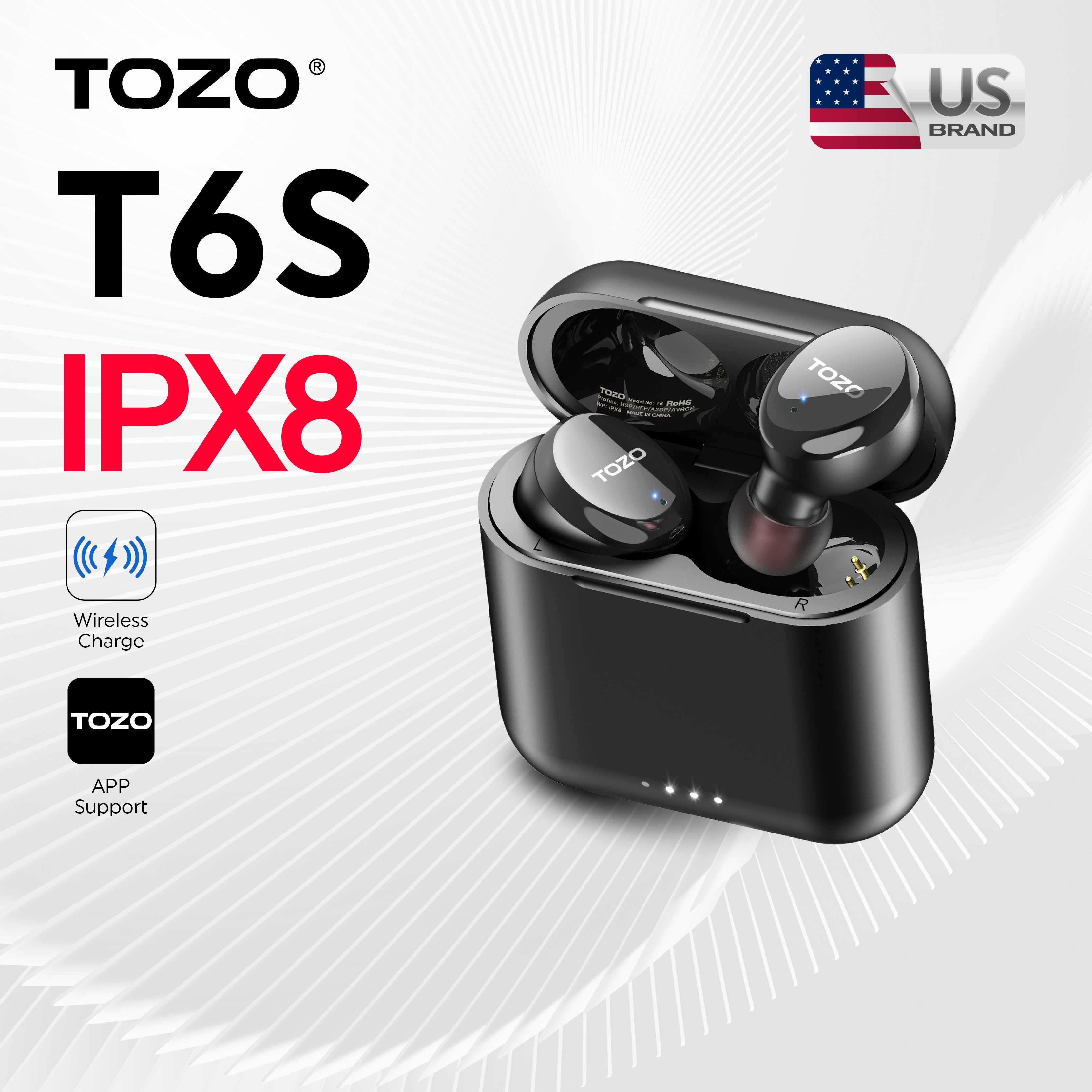 (ประกันศูนย์ไทย 1ปี) TOZO T6S หูฟังบลูทูธ In-Ear IPX8 Bluetooth 5.2