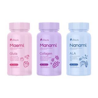 Gluta Manami Collagen มาเอมิกลูต้า/ มานามิคอลลาเจน Puiinun เม็ดเคี้ยวปุยนุ่น เม้ก ม่อน/ กันแดดนามามิ