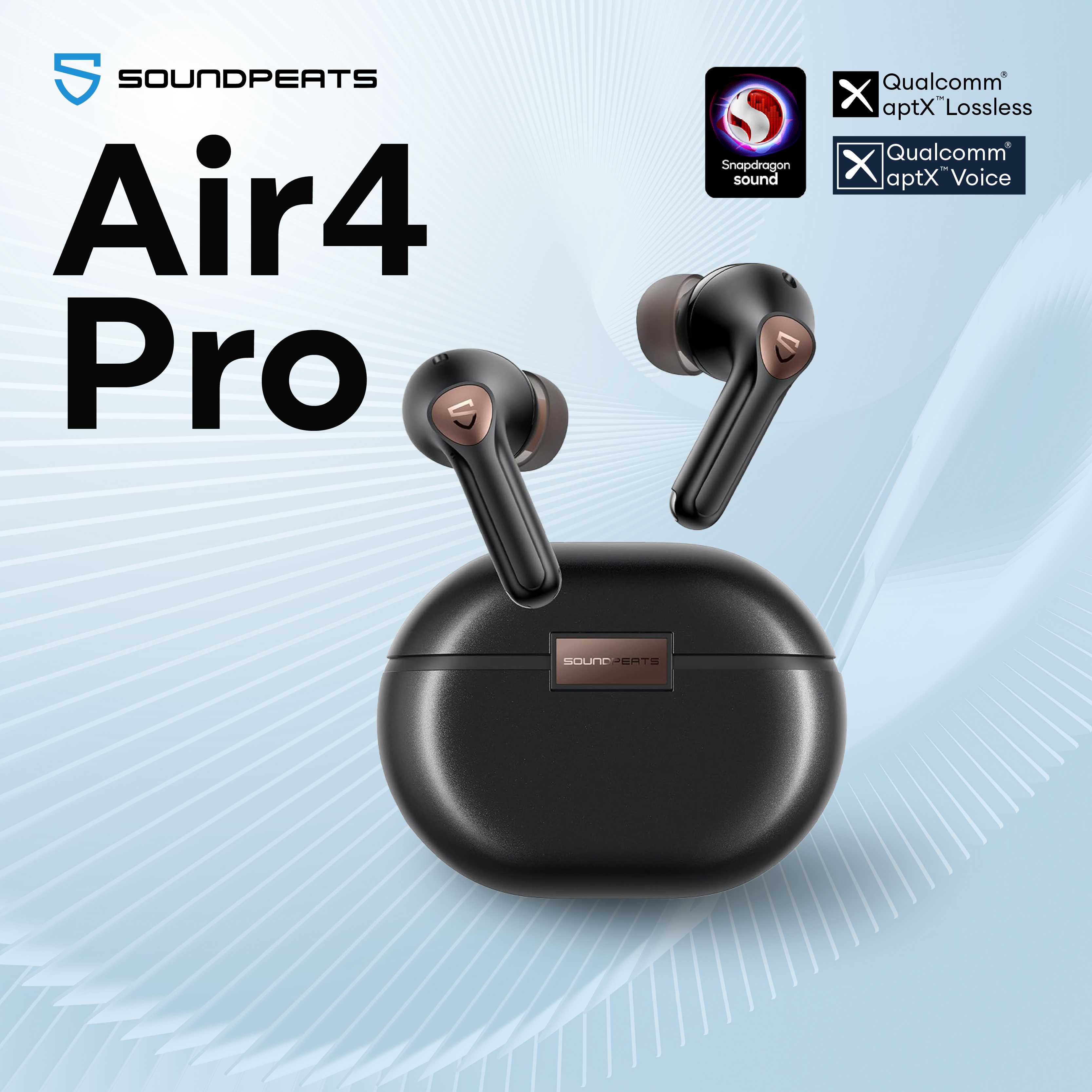 SoundPEATS Air4 Pro Black หูฟังบลูทูธ Bluetooth 5.3 aptX™ Lossless ANC (45dB) 6 Mic ENC & AptX Voice