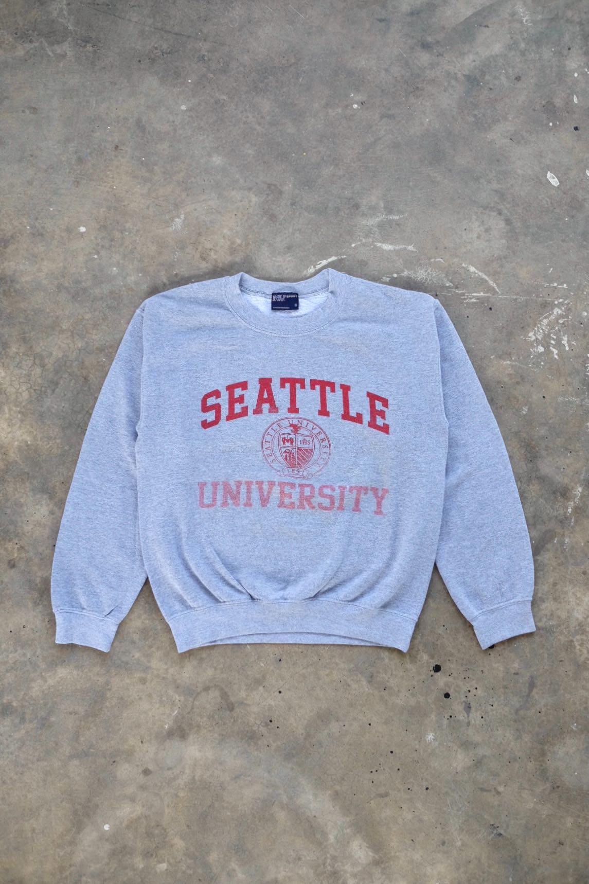 SEATTLE UNIVERSITY FADED GREY CREWNECK-1990S