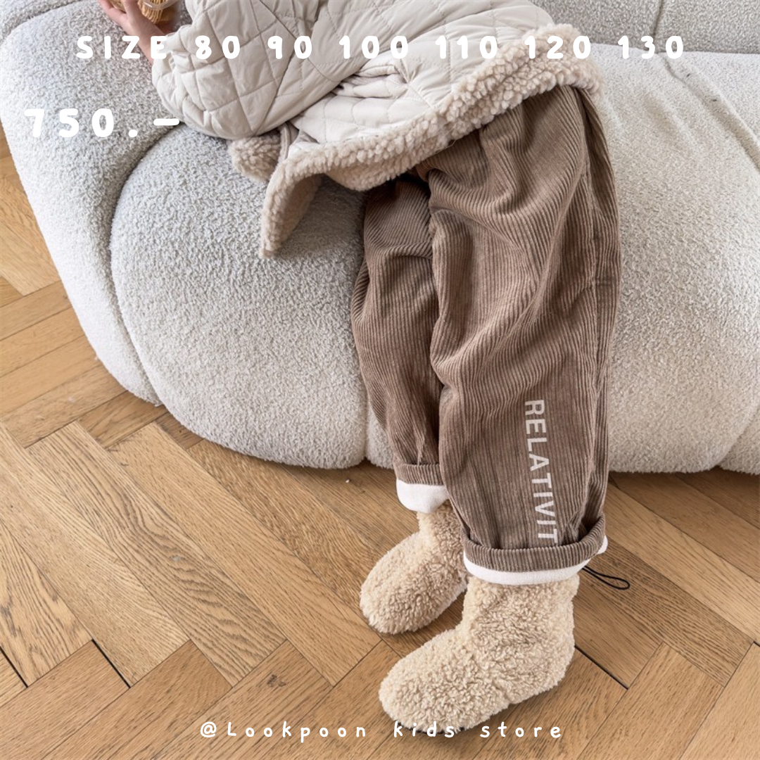 Winter❄️Corduroy Brushed Warm Pants กางเกงกันหนาวบุขนผ้าลูกฟูกสกรีนอักษร