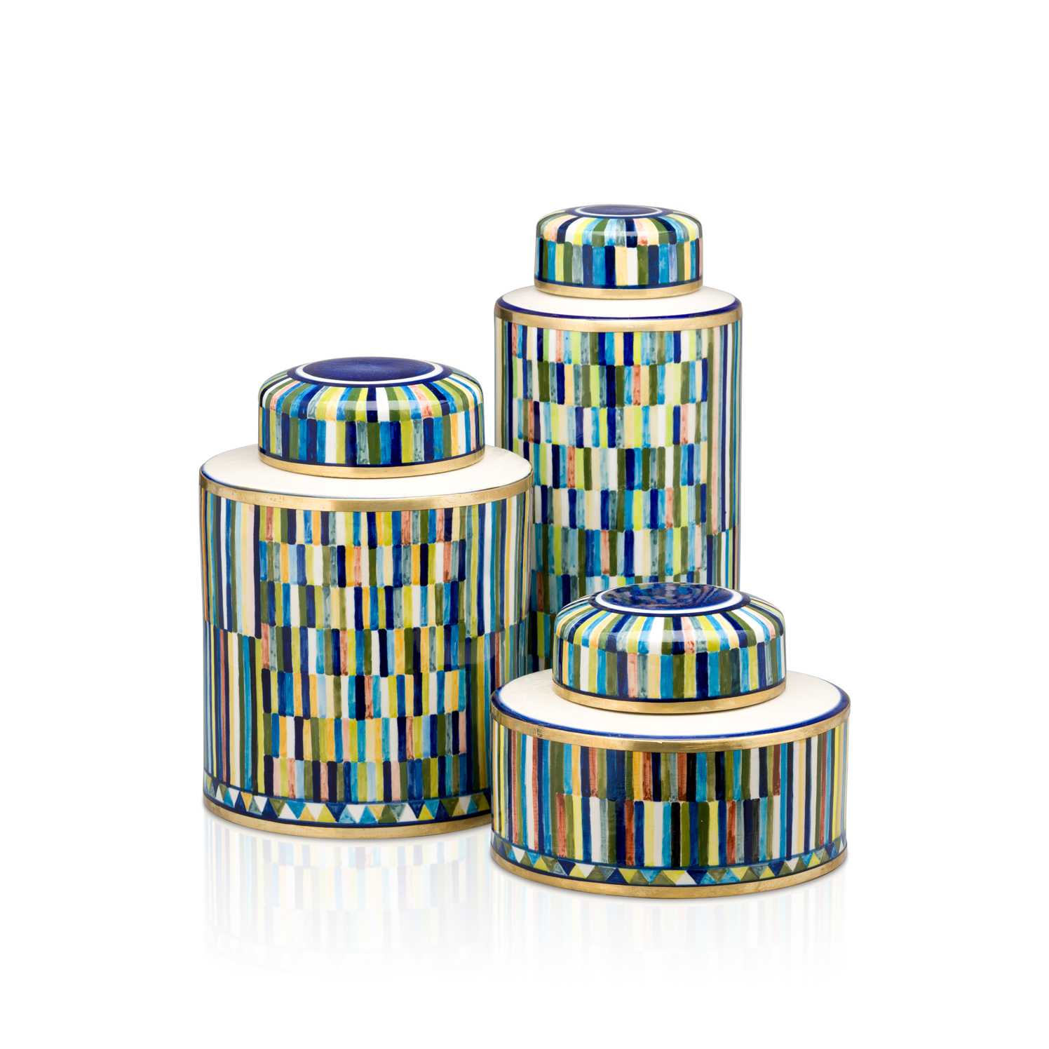 Ginger Jar Size L Colorful Strip Pattern