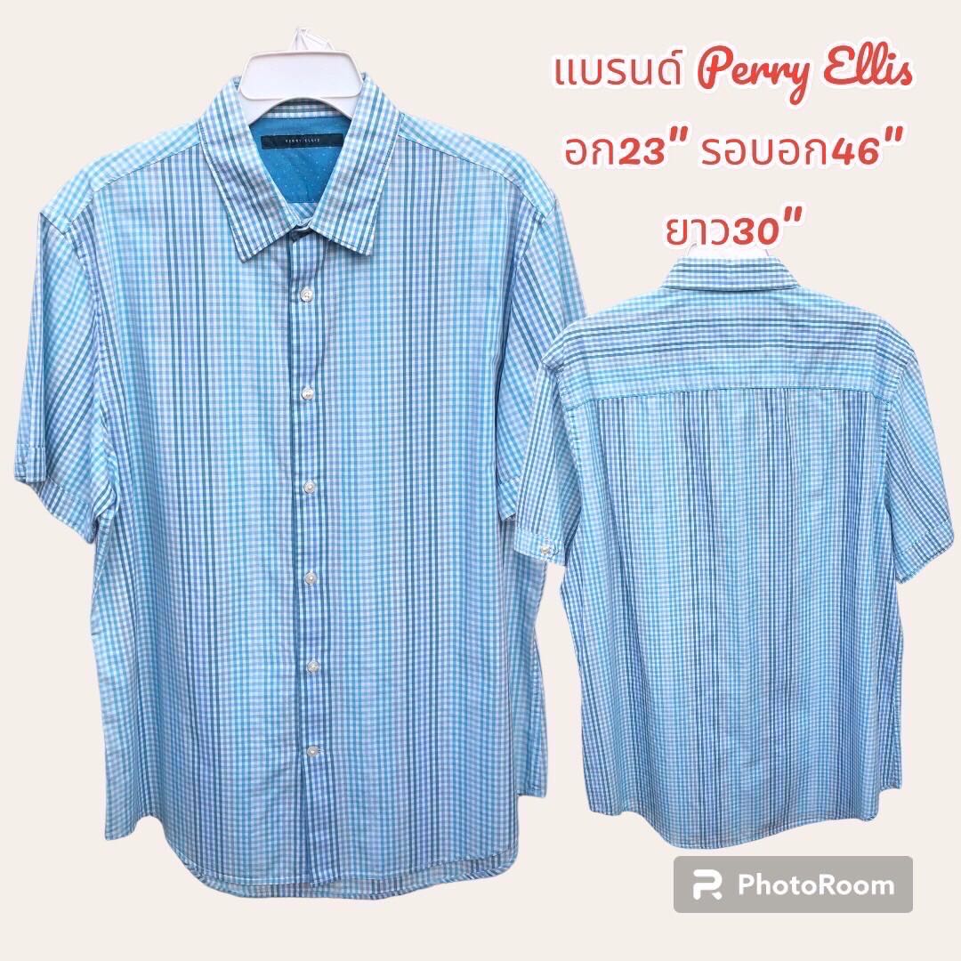 เสื้อเชิ้ตลายสก็อตแขนสั้นผู้ชาย งานแบรนด์นอกนำเข้ามือ2 ผ้าcottonเกรดพรีเมี่ยม สินค้าพร้อมจัดส่ง
