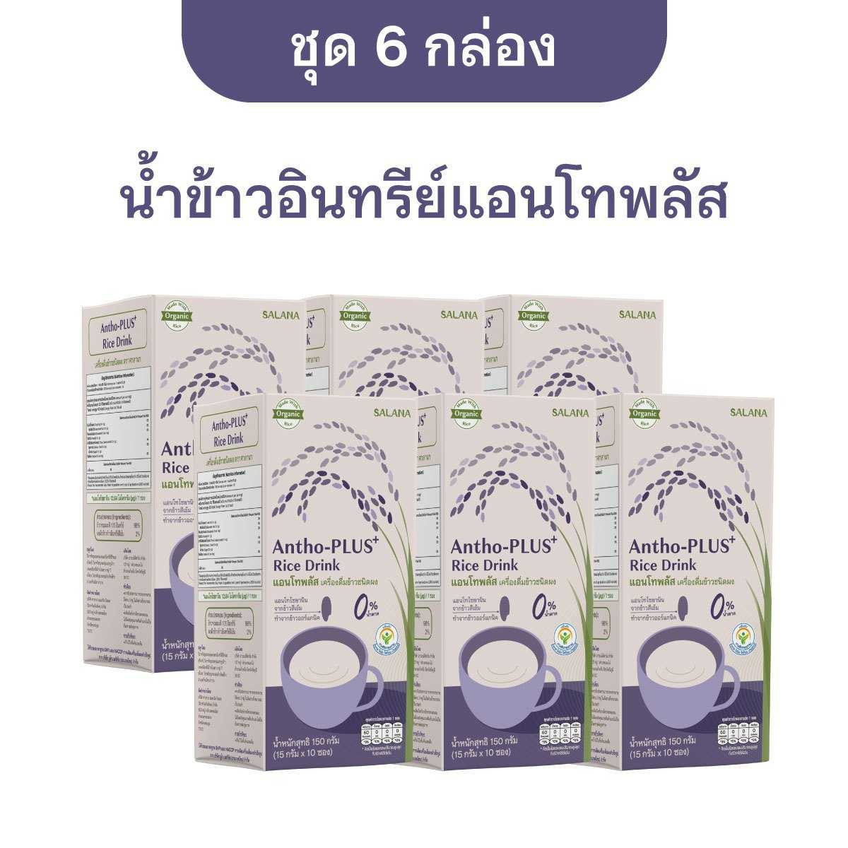 [ชุด 6 กล่อง] น้ำข้าวแอนโทพลัสจากข้าวอินทรีย์  Antho-Plus+ Rice Drink (ออร์แกนิค)