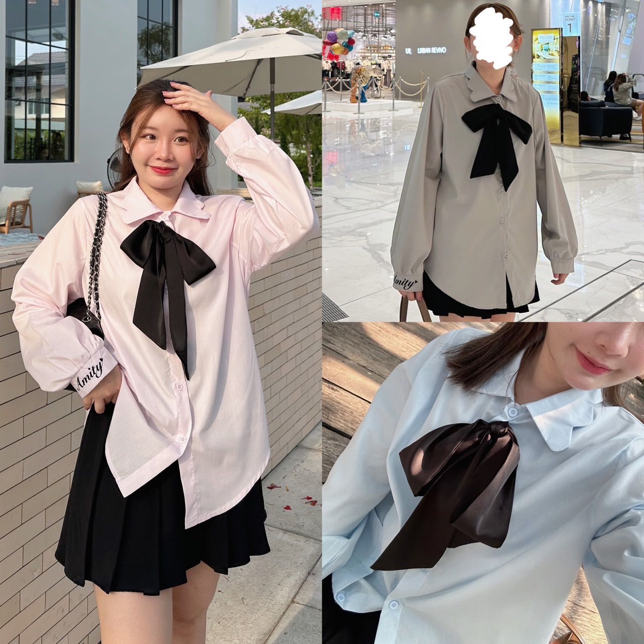 เชิ้ตแขนยาว มีโบว์ - Long Sleeve Shirt BOW