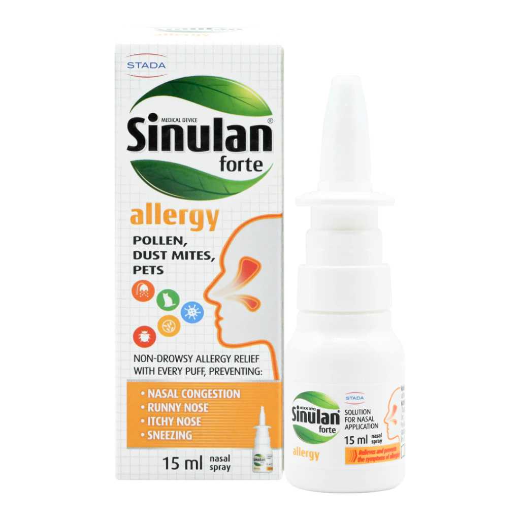 Sinulan Forte Allergy Spray 15 ml. สเปรย์พ่นจมูกป้องกันภูมิแพ้ สำหรับคนเป็นภูมิแพ้