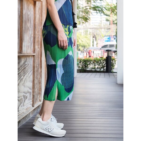 2MUAY รุ่น CX30373 กระโปรงพลีทคุณภาพ SHORT SLEEVE PRINTED PLEATED SKIRT 2 สี FREE SIZE