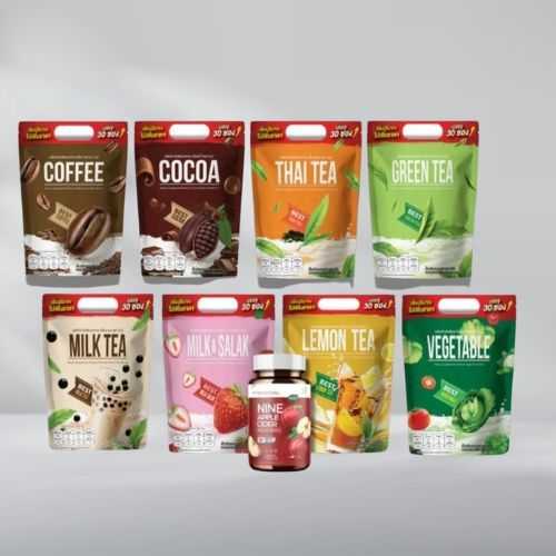 คอฟฟี่ไนน์ โกโก้ไนน์ ชาเขียว นมชมพู ชาไทย รสผัก และรสชานม MILK TEA & ไนท์ รสชามะนาว LEMON TEA (ระบุ)