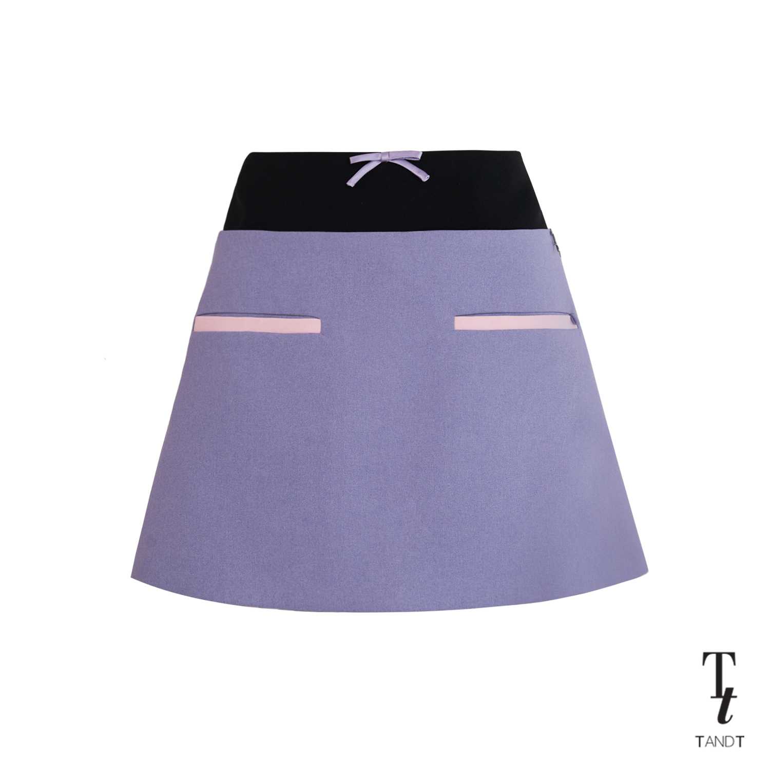 KENNEDY LILAC - BOW DETAILED TWO-TONE MINI SKIRT