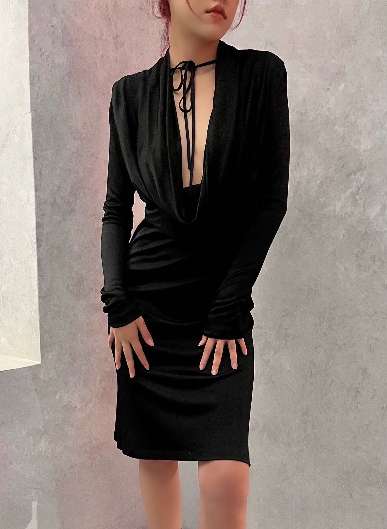 SALE Helmut Lang COWL DRESS - BLACK