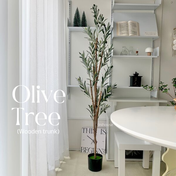 [พร้อมส่ง] Jnihouse : ต้นมะกอกปลอม สูง 1.6 1.8 เมตร ลำต้นทำจากไม้ (Olive Tree)