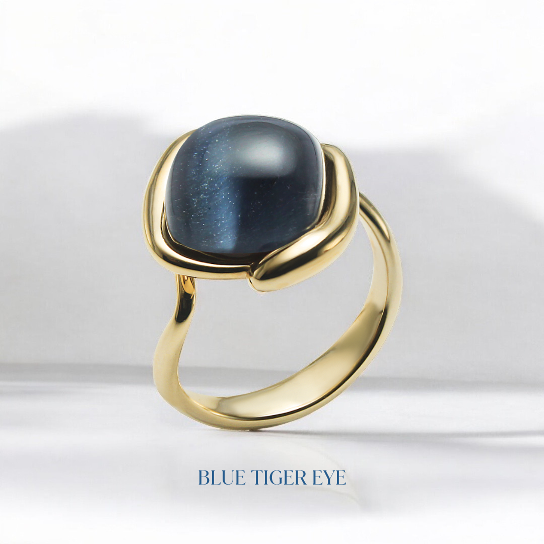 Liber Loop ring - Blue Tiger's Eye