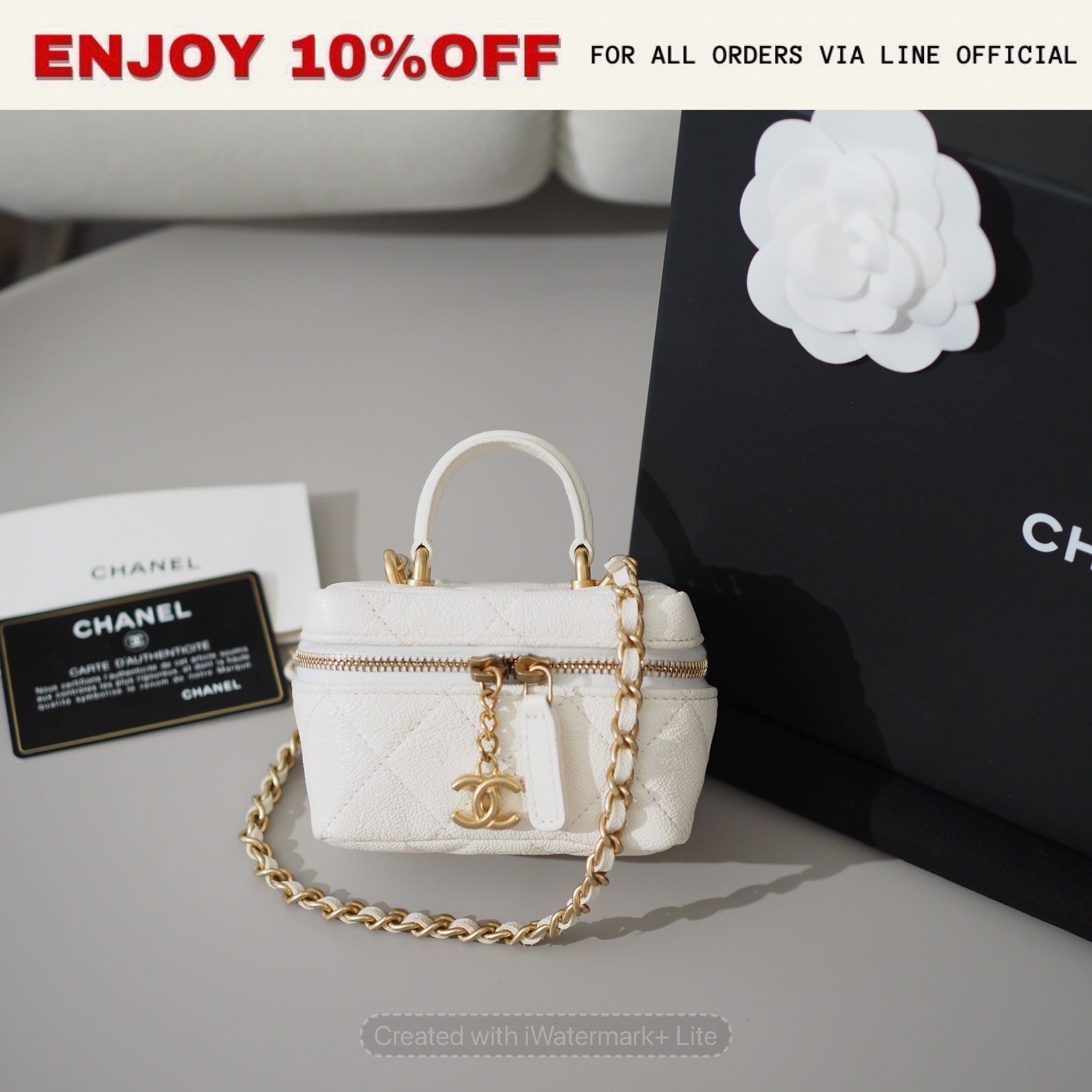 📍USED📍CHANEL Small Vanity With Chain 21S สี White Caviar GHW Holo312 | Bag