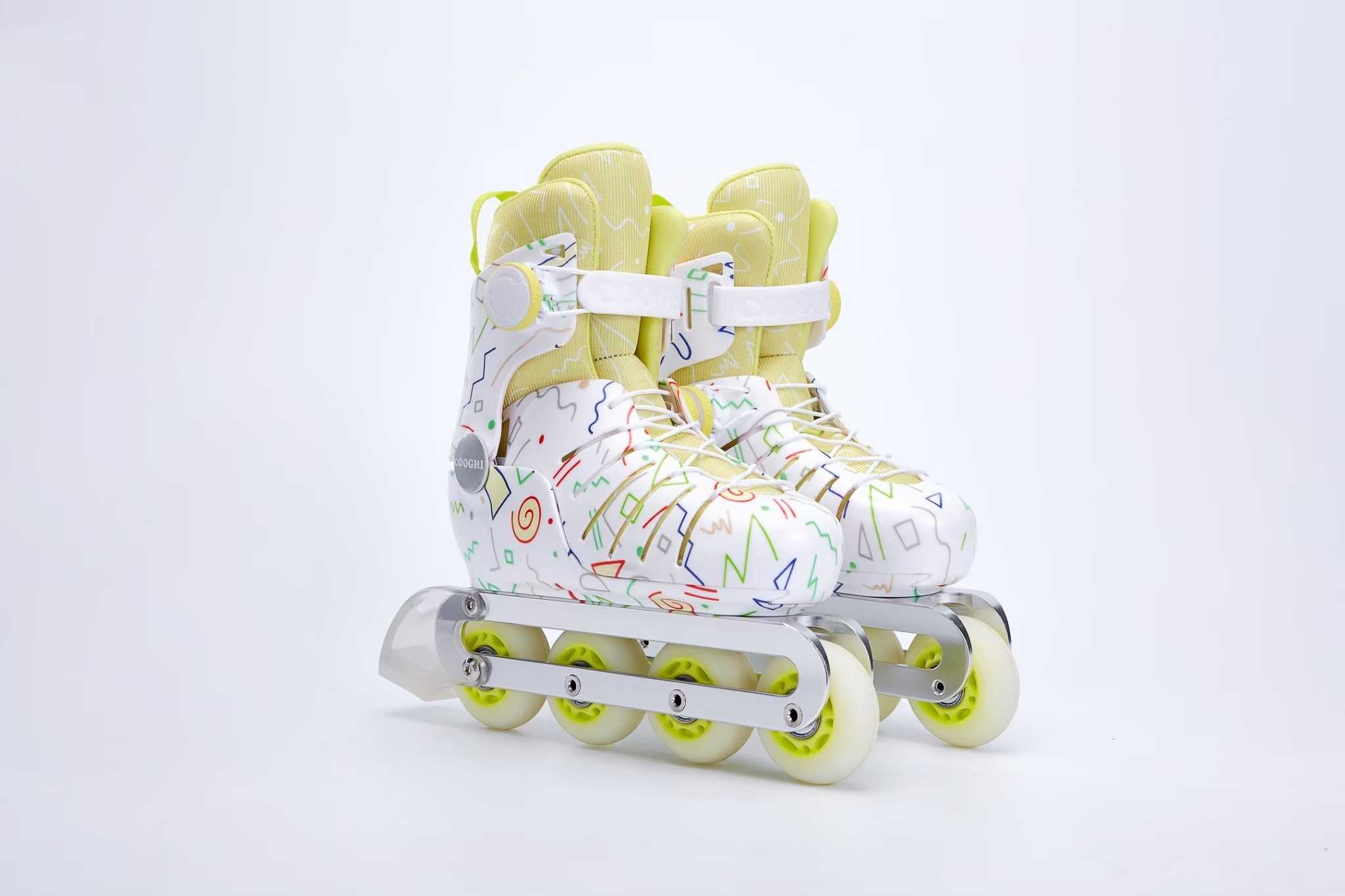 พรีออเดอร์รอ1เดือน Roller Skate (Cooghi) ดีไซน์เก๋ ล้อลื่น มาตรฐานส่งออกยุโรป- สี White-Lemon