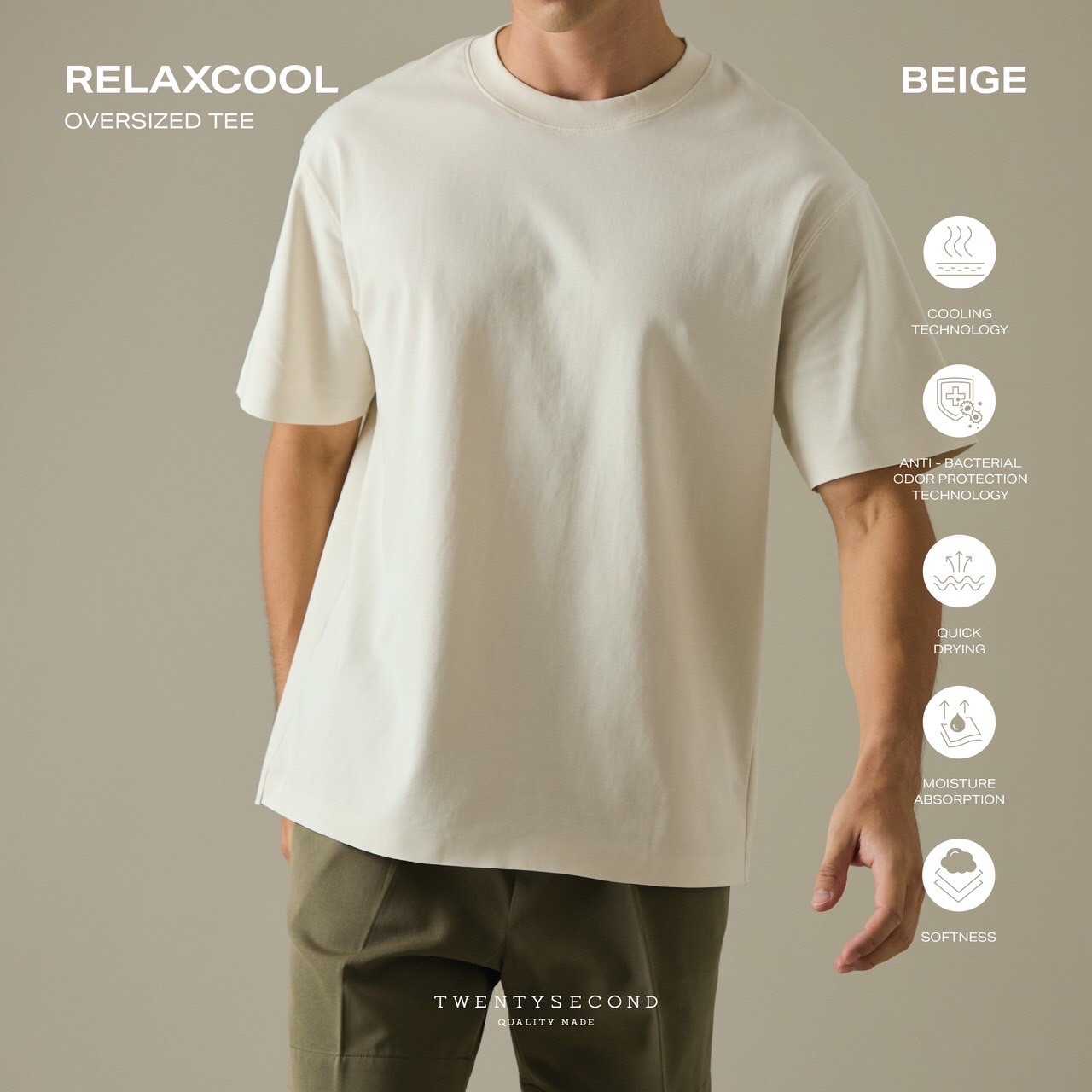 RELAXCOOL OVERSIZE TEE - BEIGE