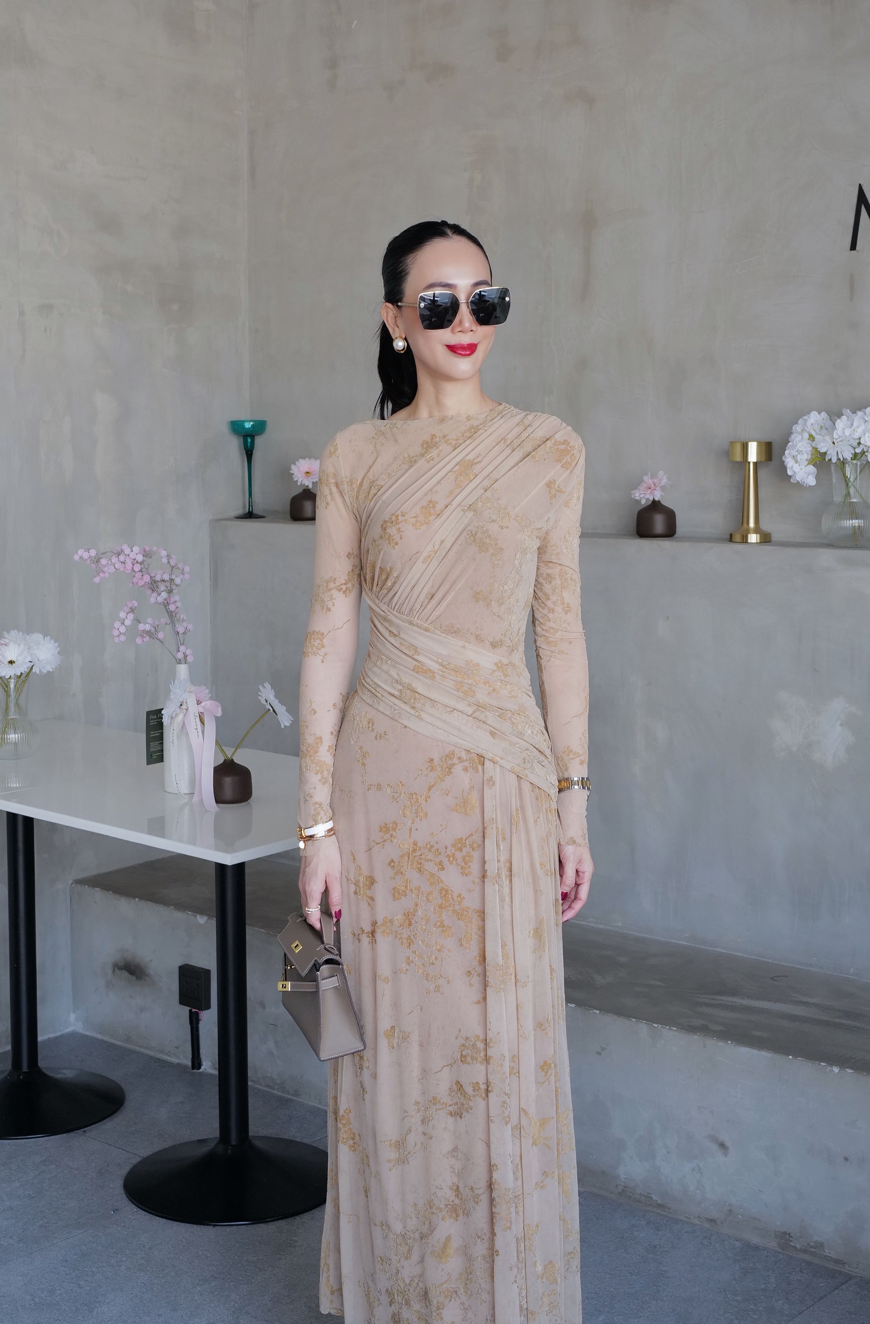 (Pre-order)BEIGE SPANDEX DRESS