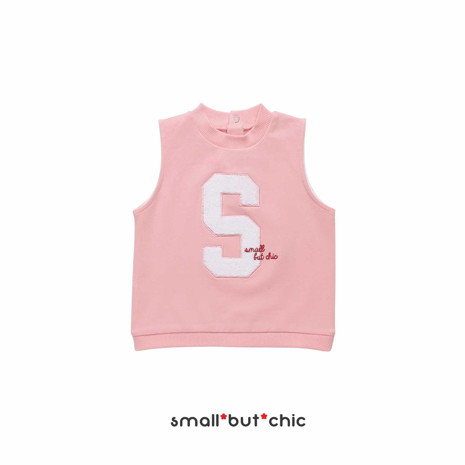 เสื้อแขนกุดสีชมพู ปัก S ขนนุ่ม(TS-151)