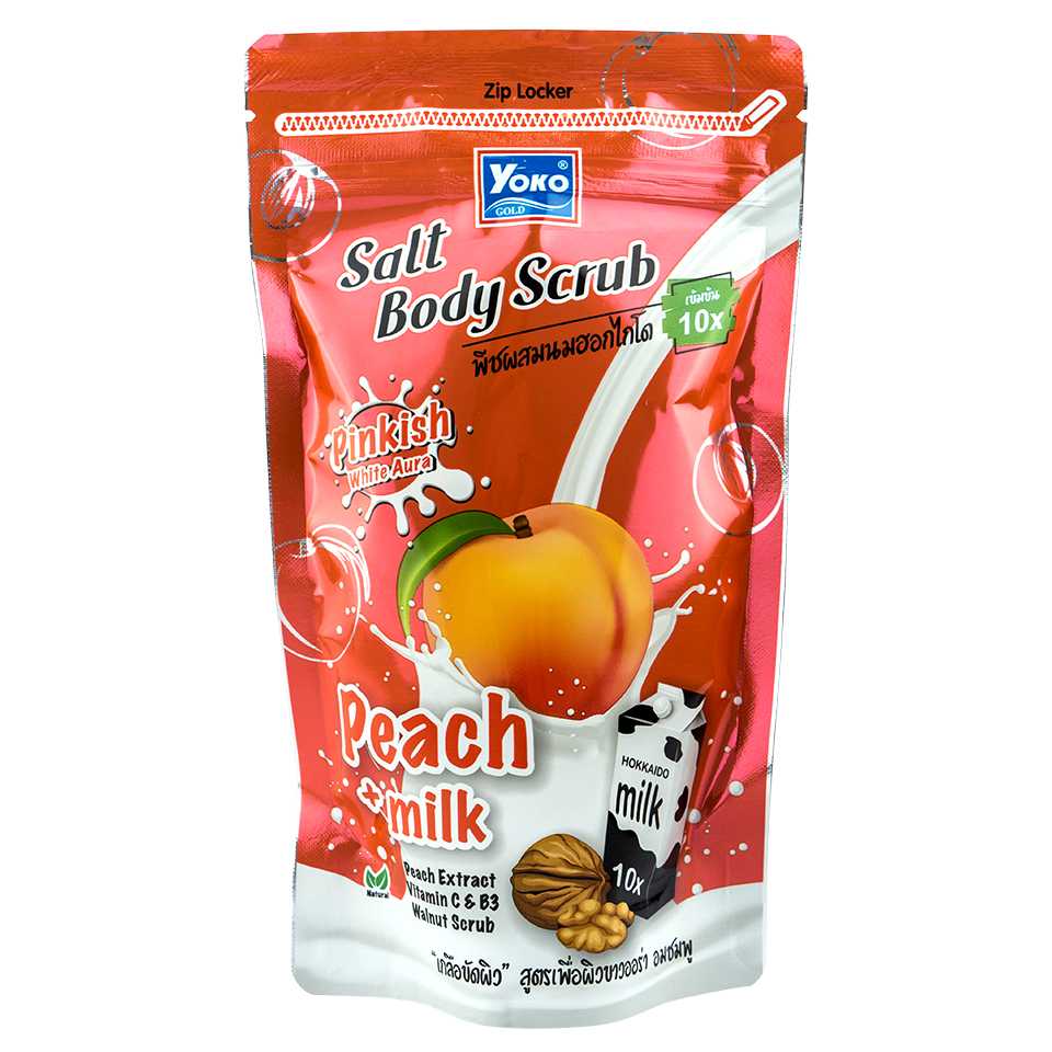 Yoko โยโกะ เกลือสปาขัดผิว สูตรพีชผสมน้ำนมฮอกไกโด 350g.