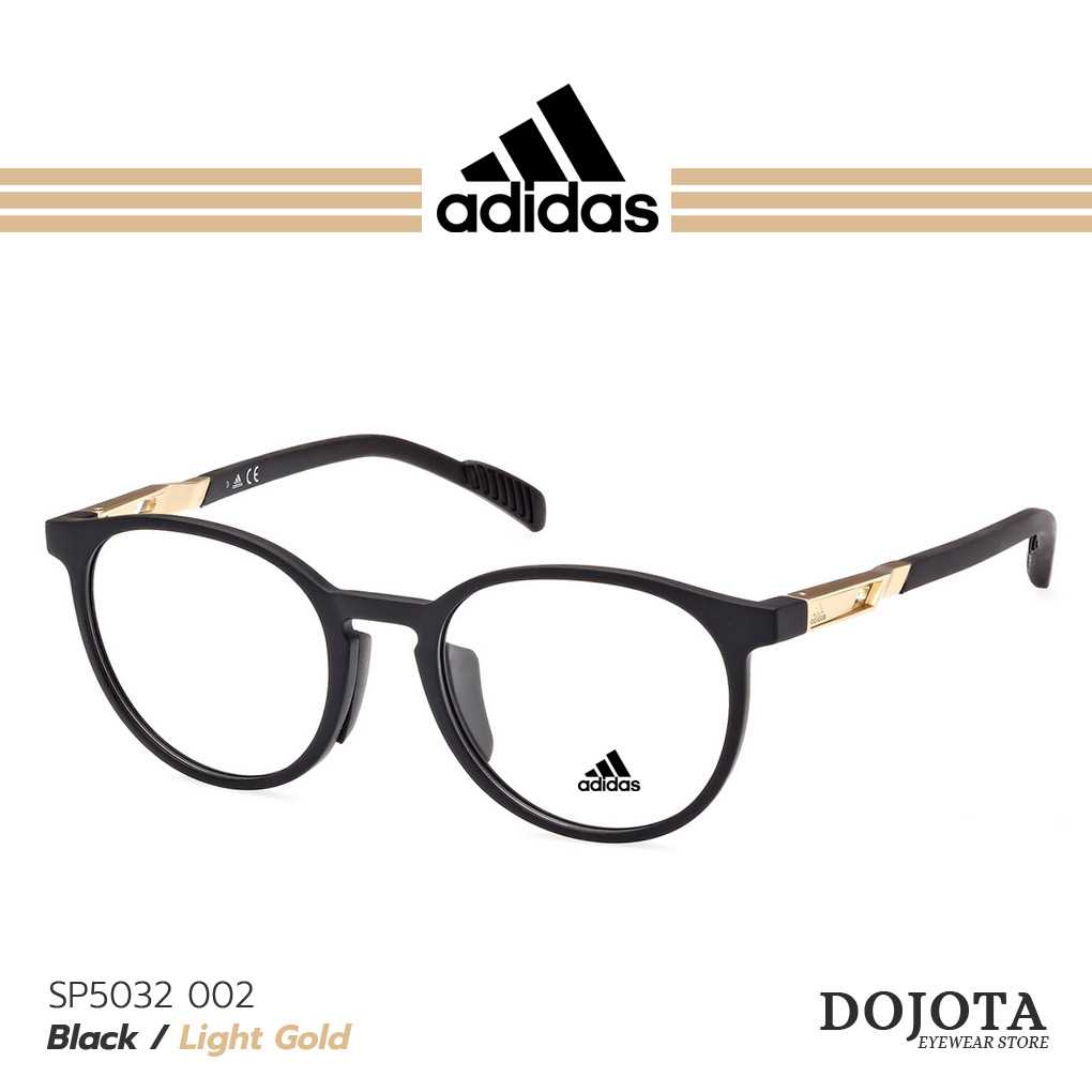 กรอบแว่นตา Adidas รุ่น SP5032-002 สีดำ (Black Matt) ทรงหยดน้ำใหญ่ แบรนด์ลิขสิทธิ์แท้