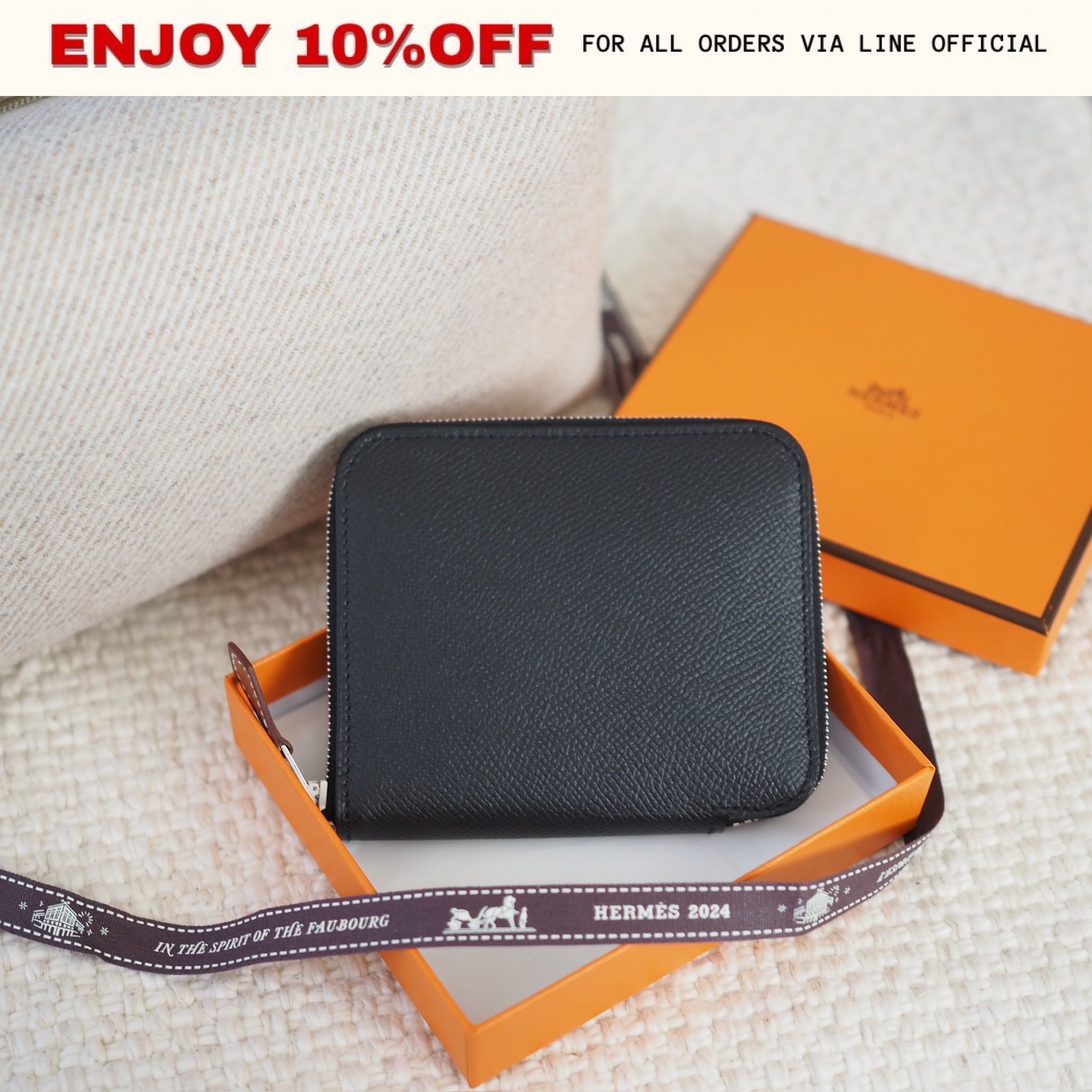 NEW! HERMES Silk'In Compact Wallet สี Noir Epsom PHW | Bag