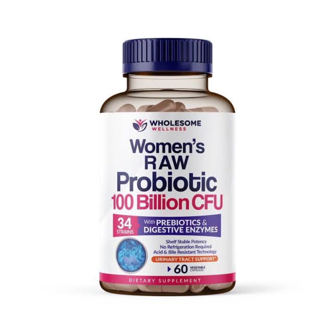 Wholesome Wellness Women’s Raw Probiotic 100 Billion CFU