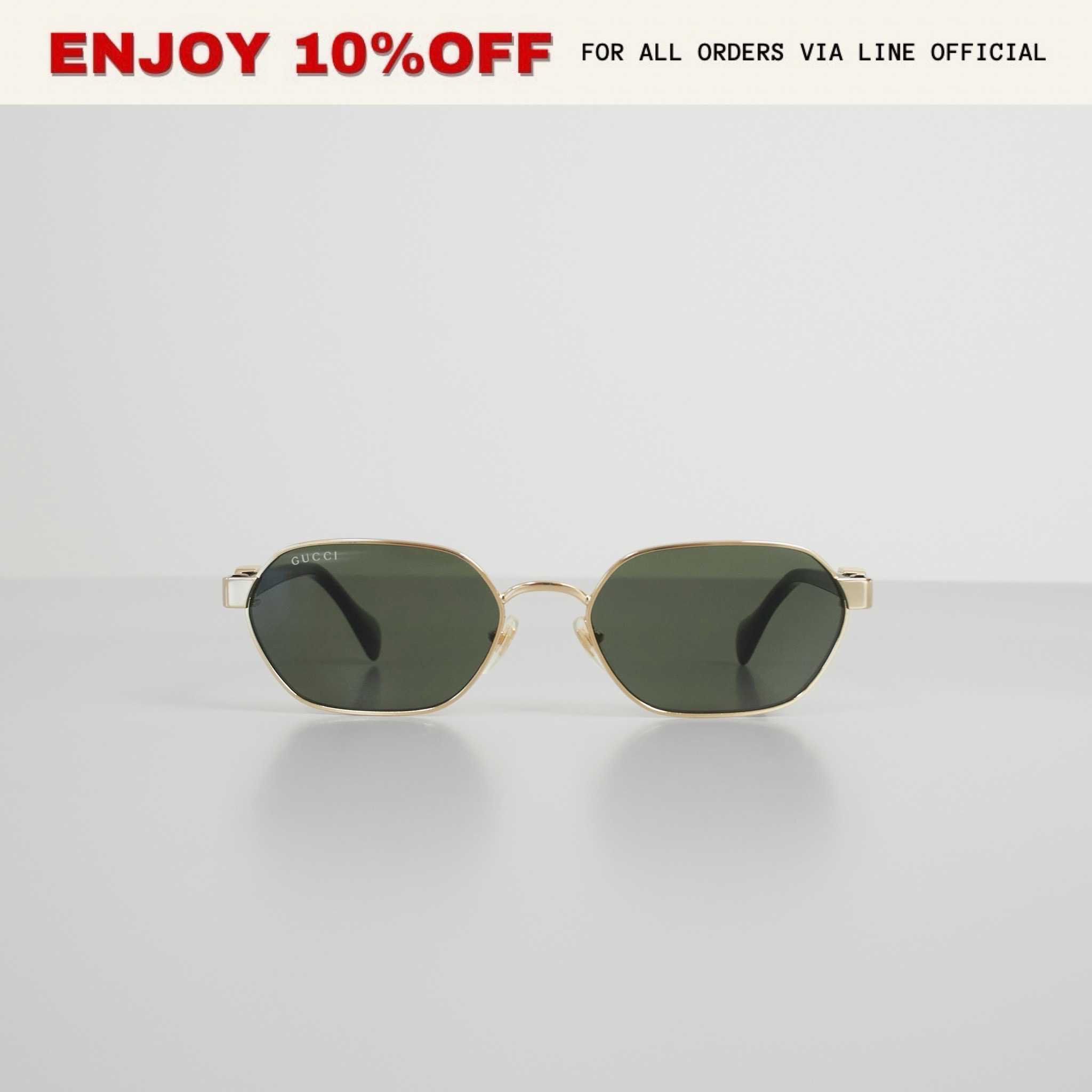 📍LIKE NEW📍GUCCI Round-Frame Sunglasses สี Black/Gold | ACC