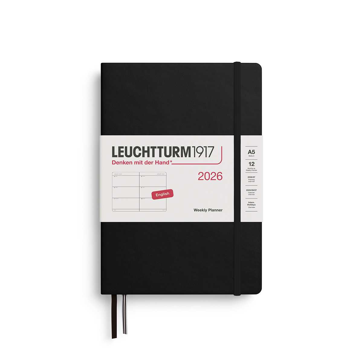 Weekly Planner Hardcover (ฺA5)  2026, ปฏิทินแพลนเนอร์รายสัปดาห์ ปี 2026 ขนาด A5 ปกแข็ง