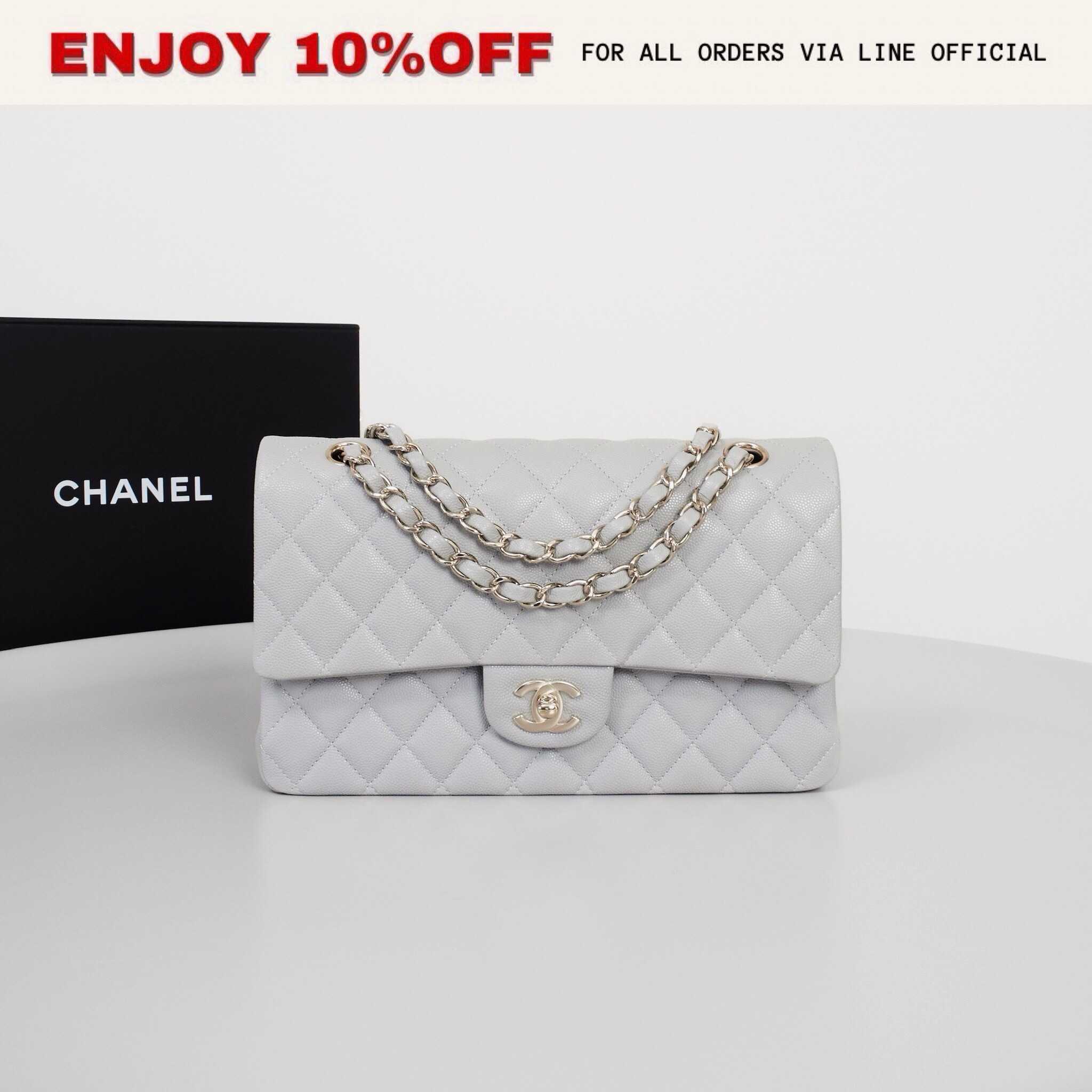 📍LIKE NEW📍CHANEL Classic 10'' สี Grey Caviar GHW Microchip | Bag