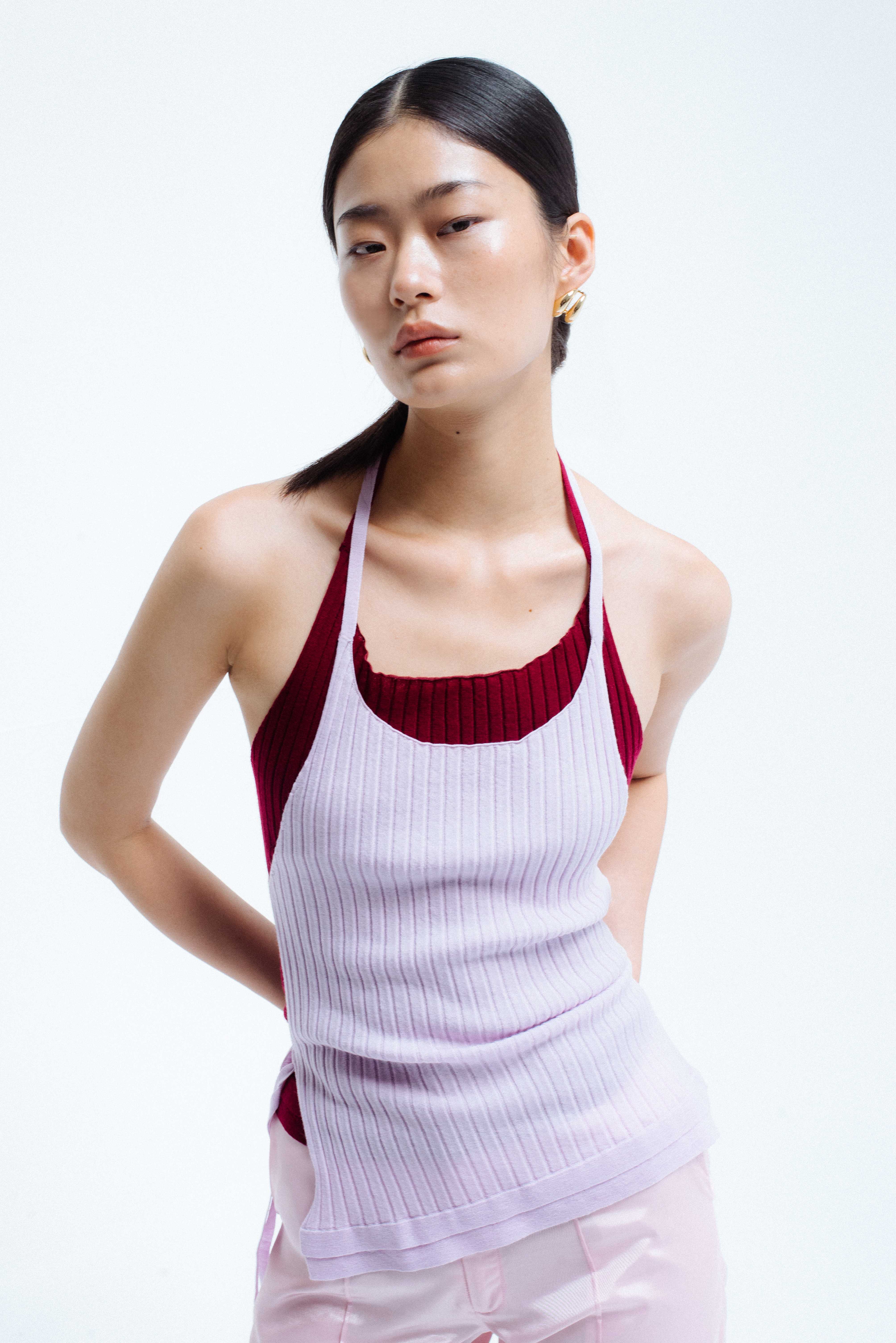 Quinn Double Layers Wool Tank | Merlot and Lilac