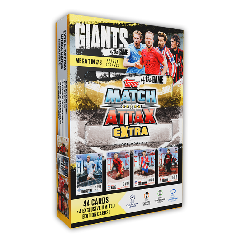 Match Attax UCC Extra 2025 Mega Tins #3 Giants of the Game /   เมก้าทิน สีเหลือง