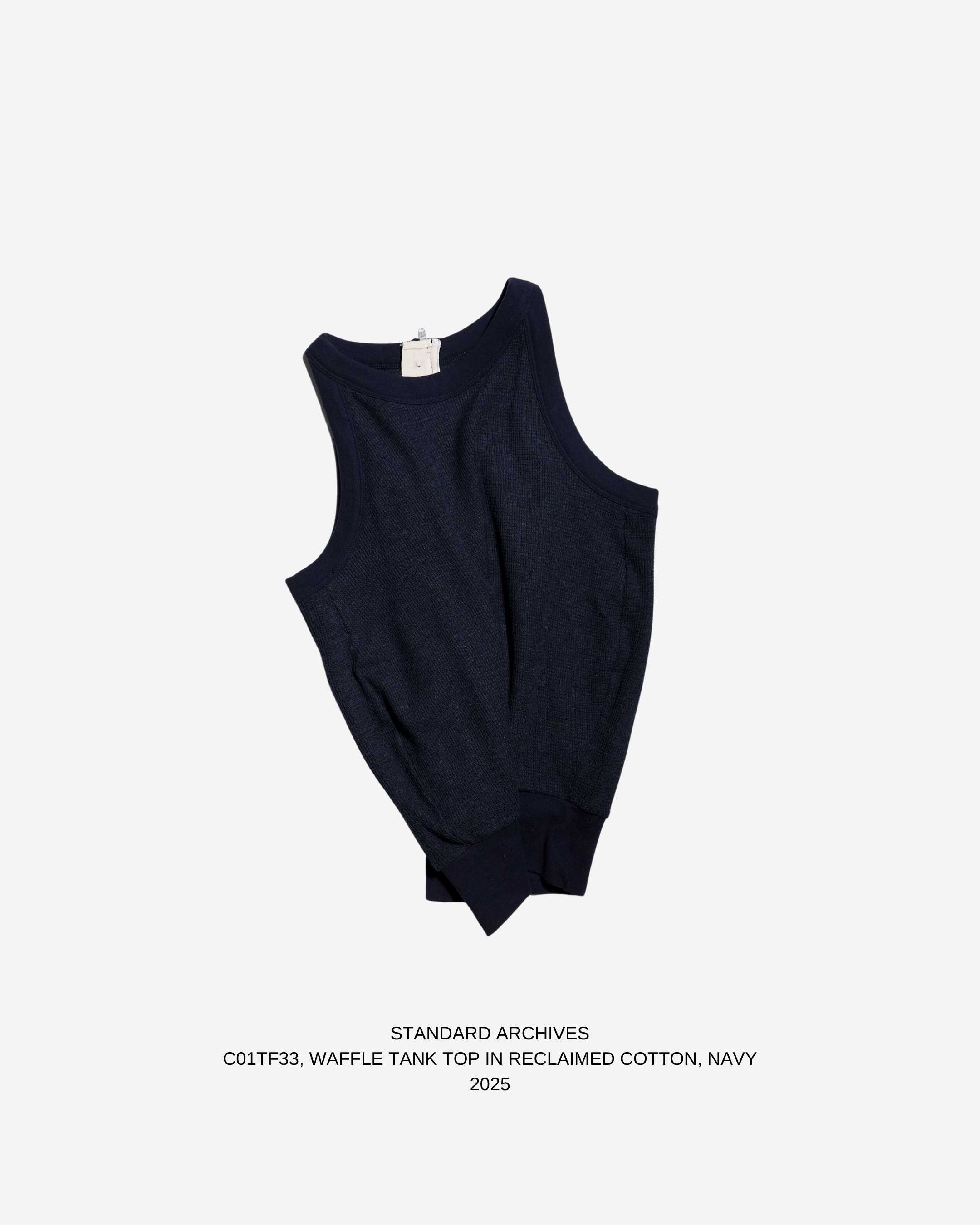 C01TF33,WAFFLE TANK TOP IN RECLAIMED COTTON,NAVY
