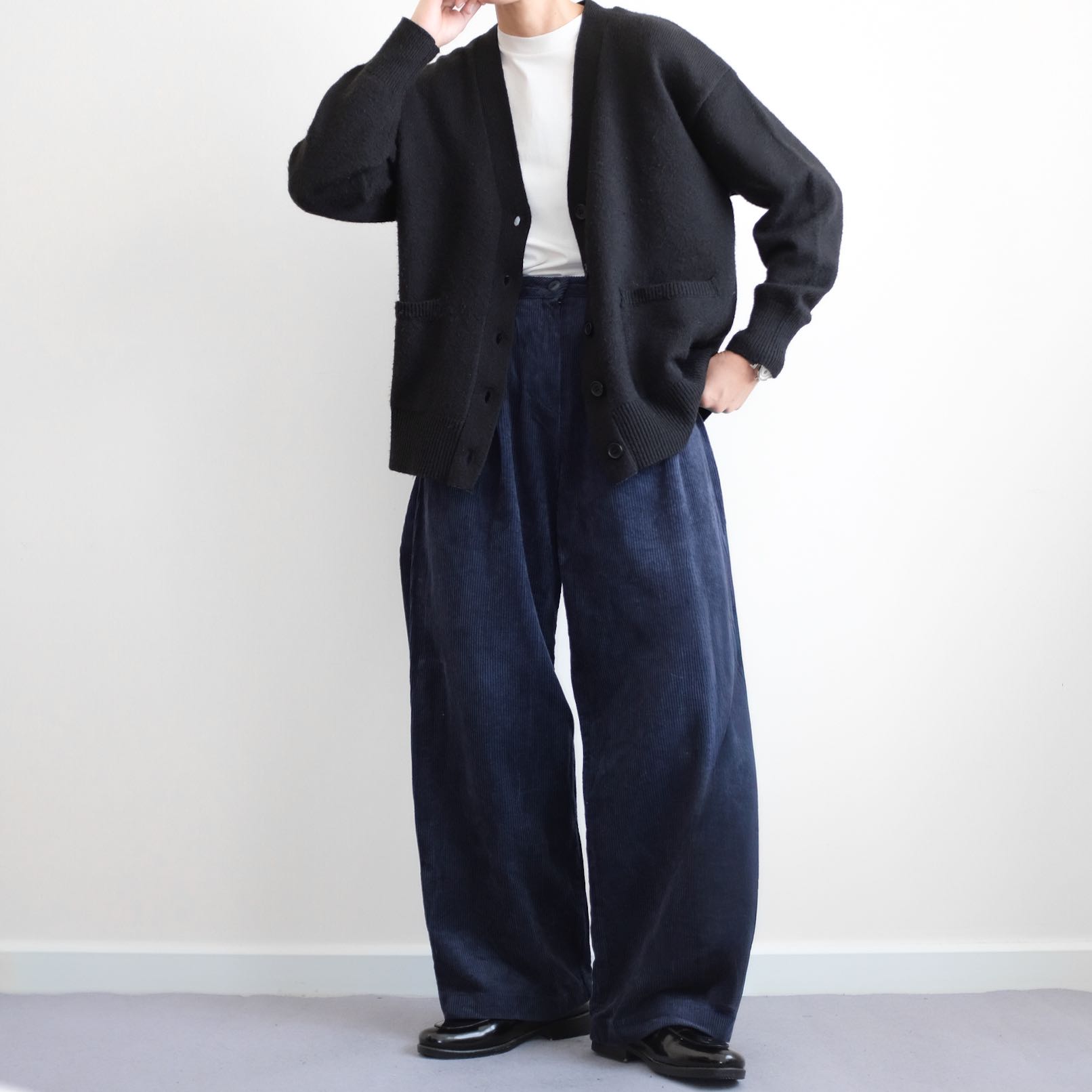 INOUF • Designed in Korea High Waist Corduroy Cotton Oversized Wide Legs Pants