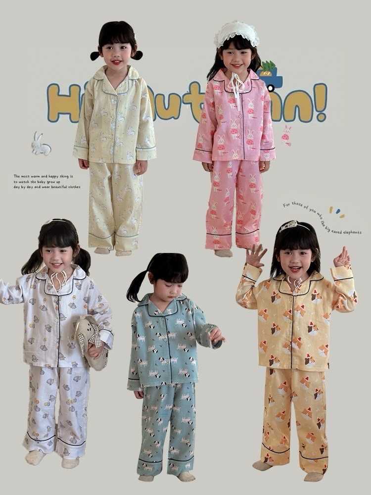 รุ่น M (90-140)💤ชุดนอนเด็กแขนยาวลายการ์ตูนสัตว์น้อยน่ารัก !!พร้อมส่ง!!